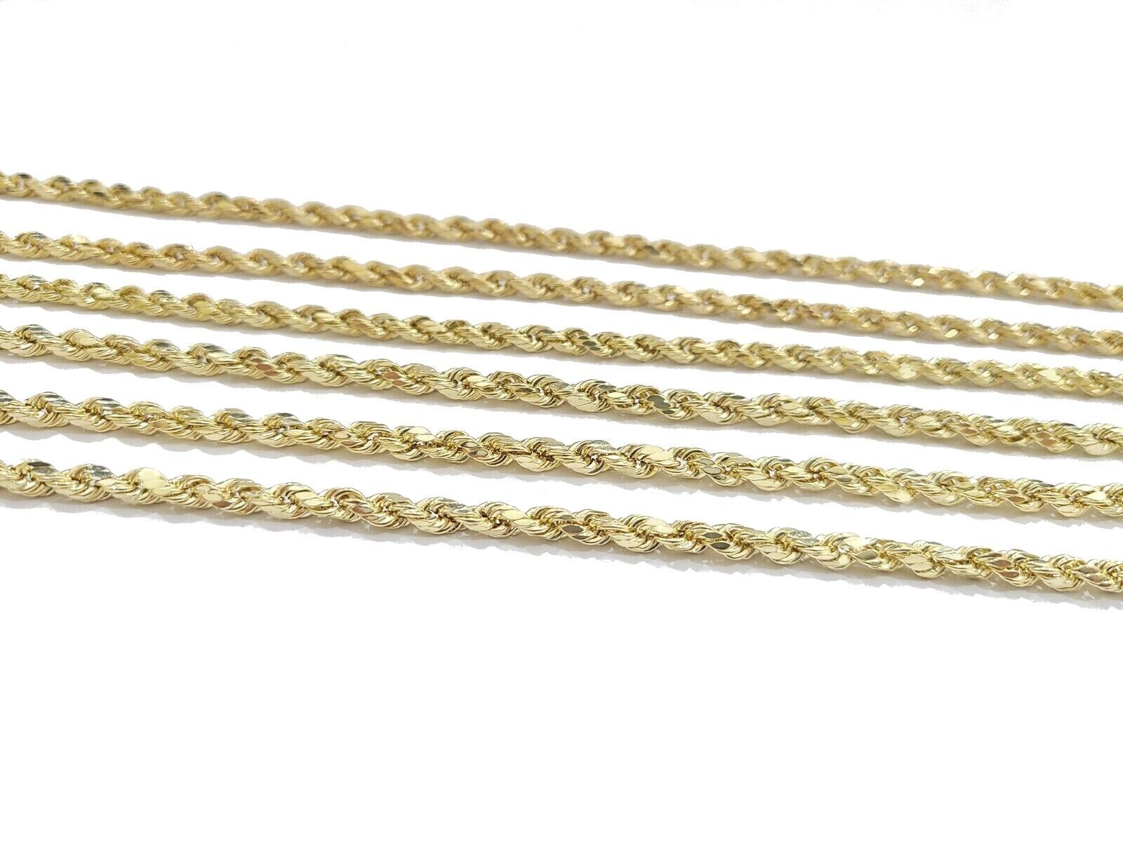 Real 10K Yellow Gold Rope Chain 4mm Necklace 16 - 30'' Inches Lobster Lock 10kt - GoldenlinQ