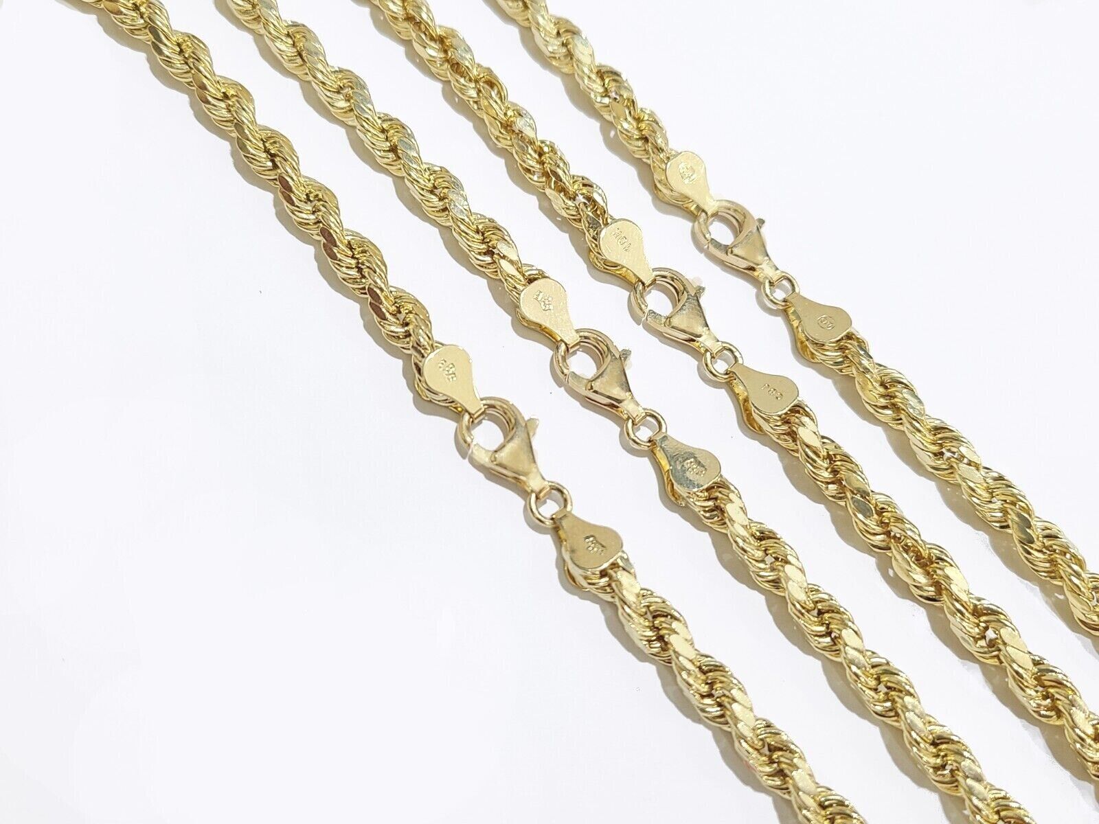 Real 10K Yellow Gold Rope Chain 5mm Necklace 18 - 30'' Inches Lobster Lock 10kt - GoldenlinQ