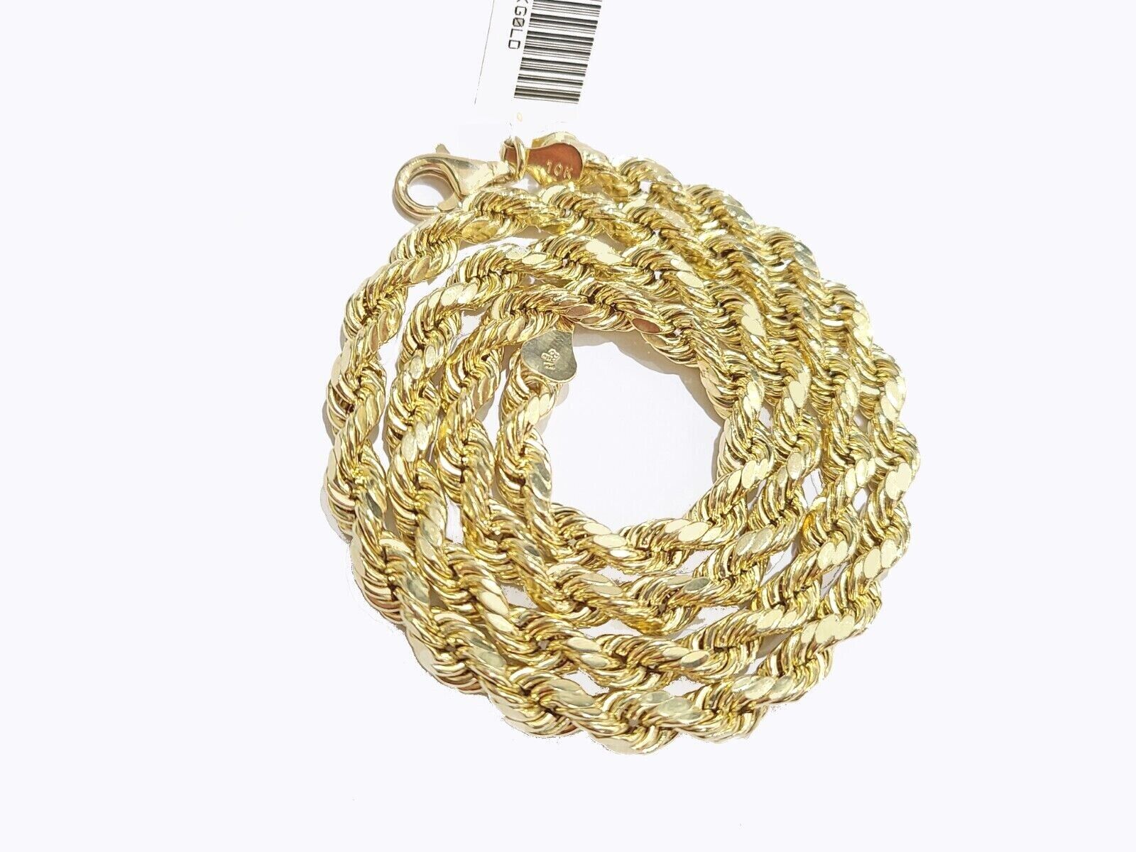 Real 10K Yellow Gold Rope Chain 6mm Necklace 20 - 30'' Inches Lobster Lock 10kt - GoldenlinQ