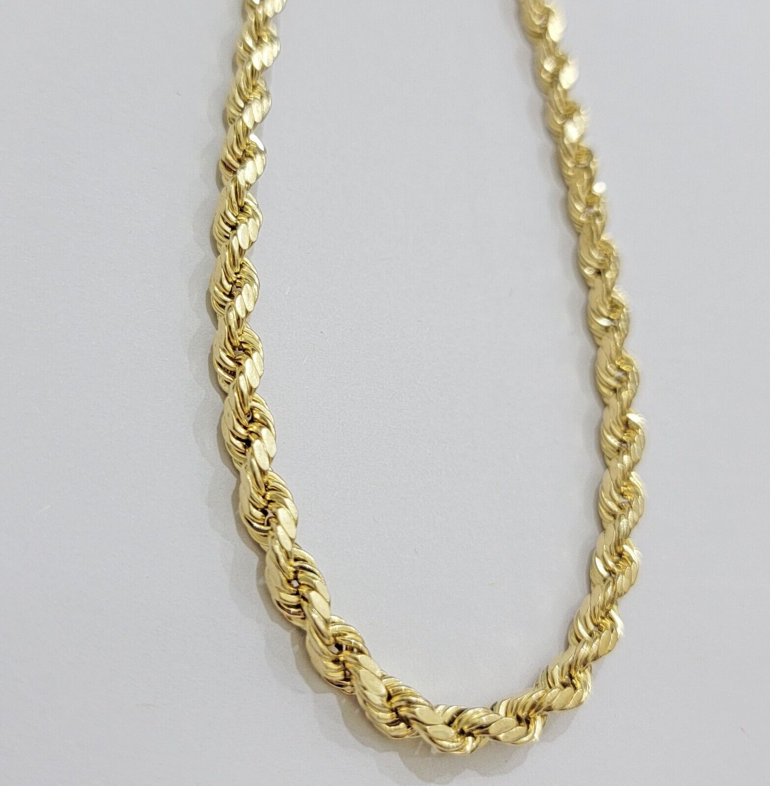 Real 10K Yellow Gold Rope Chain 6mm Necklace 20 in 22 in 24 in 26 in 28 in 30 in - GoldenlinQ