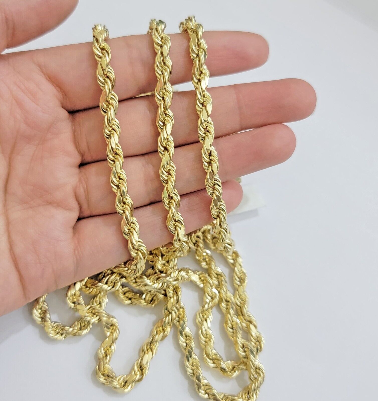 Real 10K Yellow Gold Rope Chain 6mm Necklace 20 in 22 in 24 in 26 in 28 in 30 in - GoldenlinQ