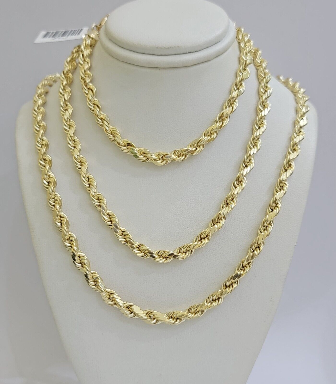 Real 10K Yellow Gold Rope Chain 6mm Necklace 20 in 22 in 24 in 26 in 28 in 30 in - GoldenlinQ