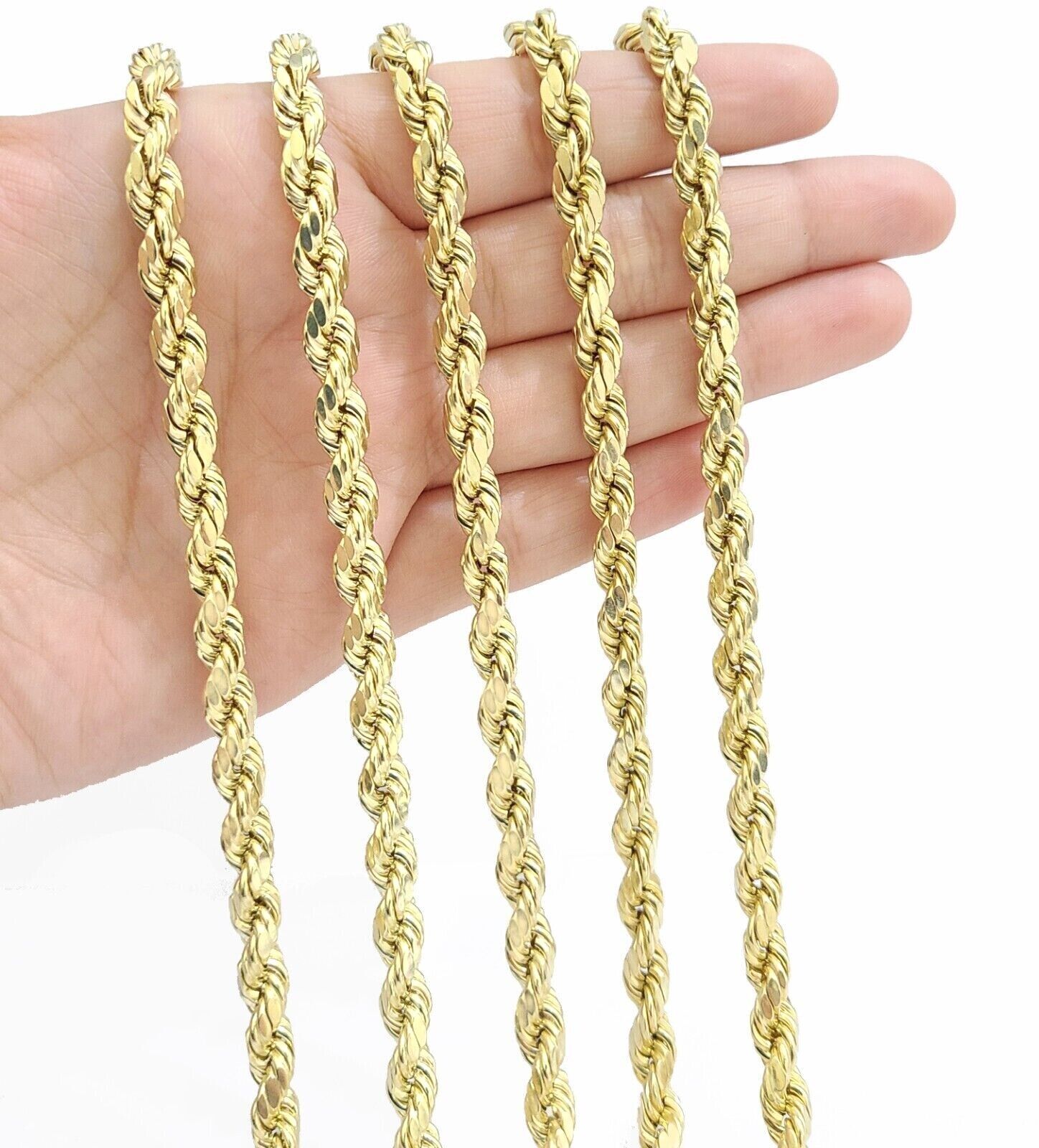 Real 10K Yellow Gold Rope Chain 8mm Necklace 18 - 30'' Inches Lobster Lock 10kt - GoldenlinQ