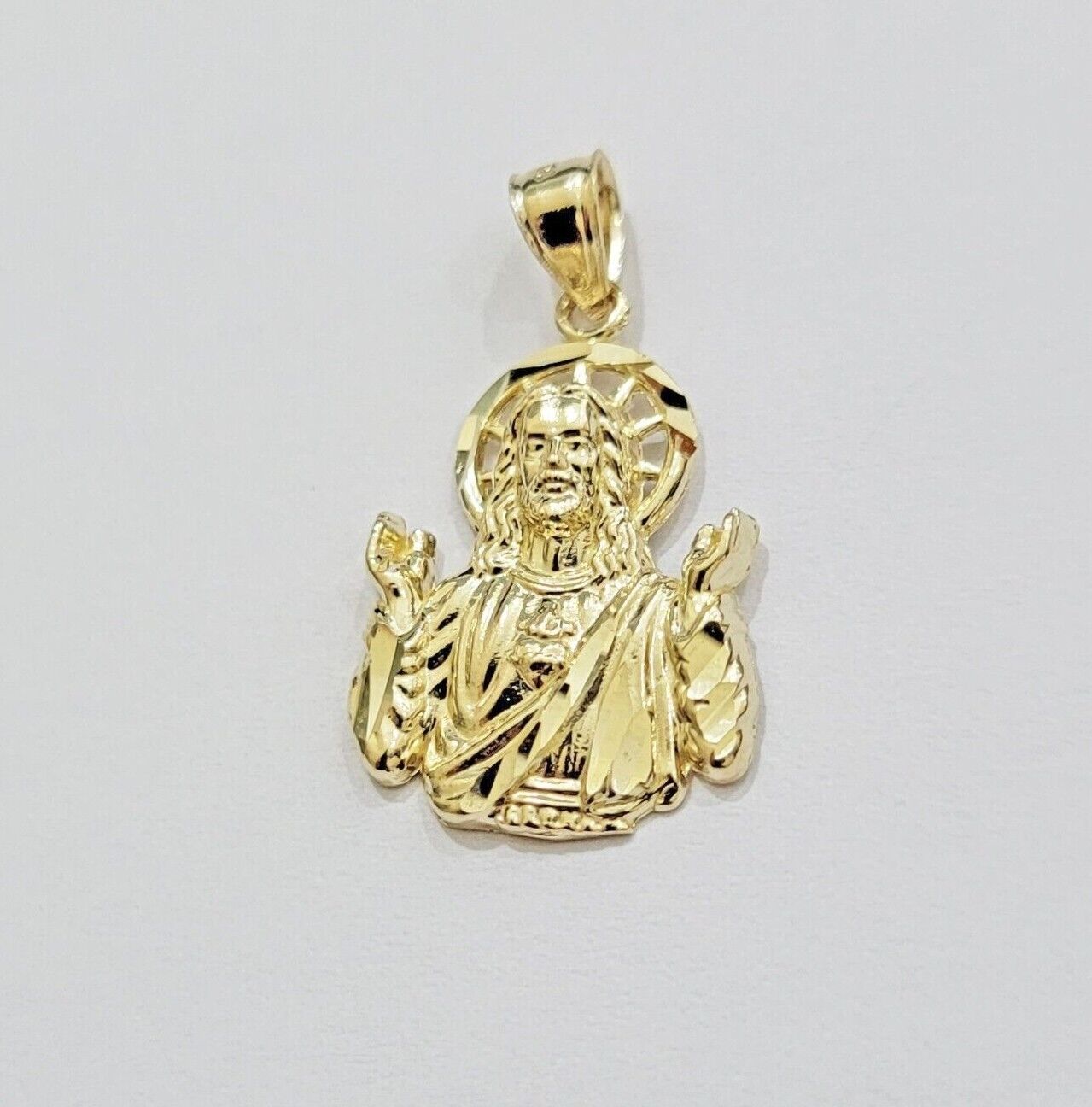 Real 10k Yellow Gold Rope Chain Charm Jesus Head Pendant SET 3mm Necklace - GoldenlinQ