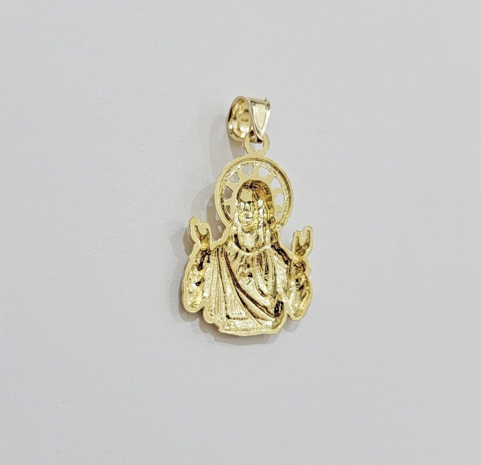 Real 10k Yellow Gold Rope Chain Charm Jesus Head Pendant SET 3mm Necklace - GoldenlinQ