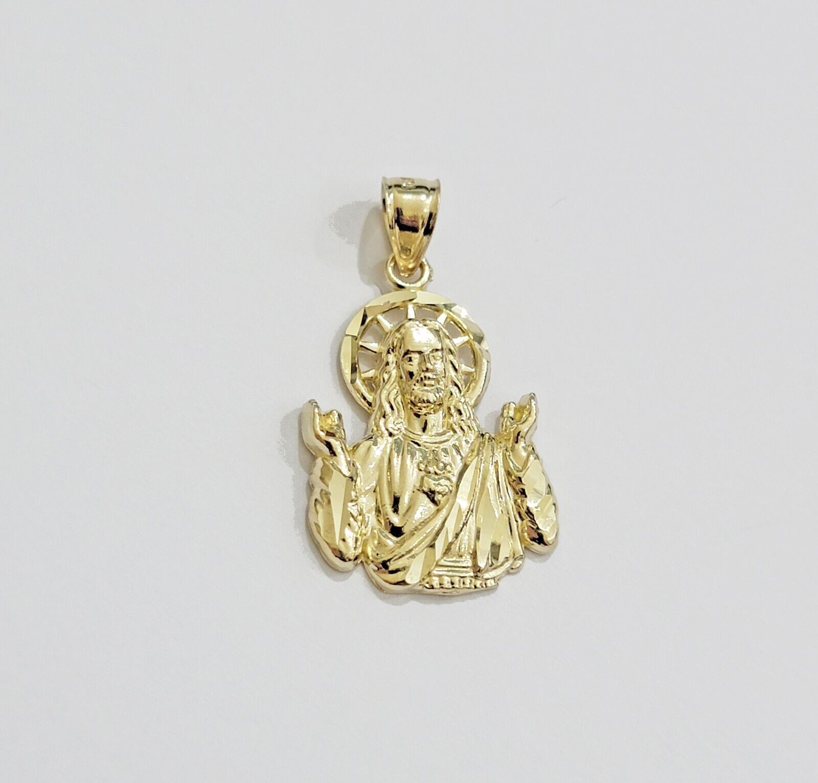Real 10k Yellow Gold Rope Chain Charm Jesus Head Pendant SET 3mm Necklace - GoldenlinQ