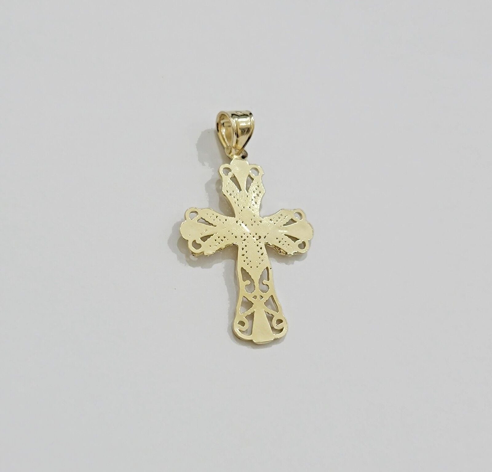 Real 10k Yellow Gold Rope Chain Cross Charm Pendant SET 3mm Necklace 18 - 28 Inch - GoldenlinQ