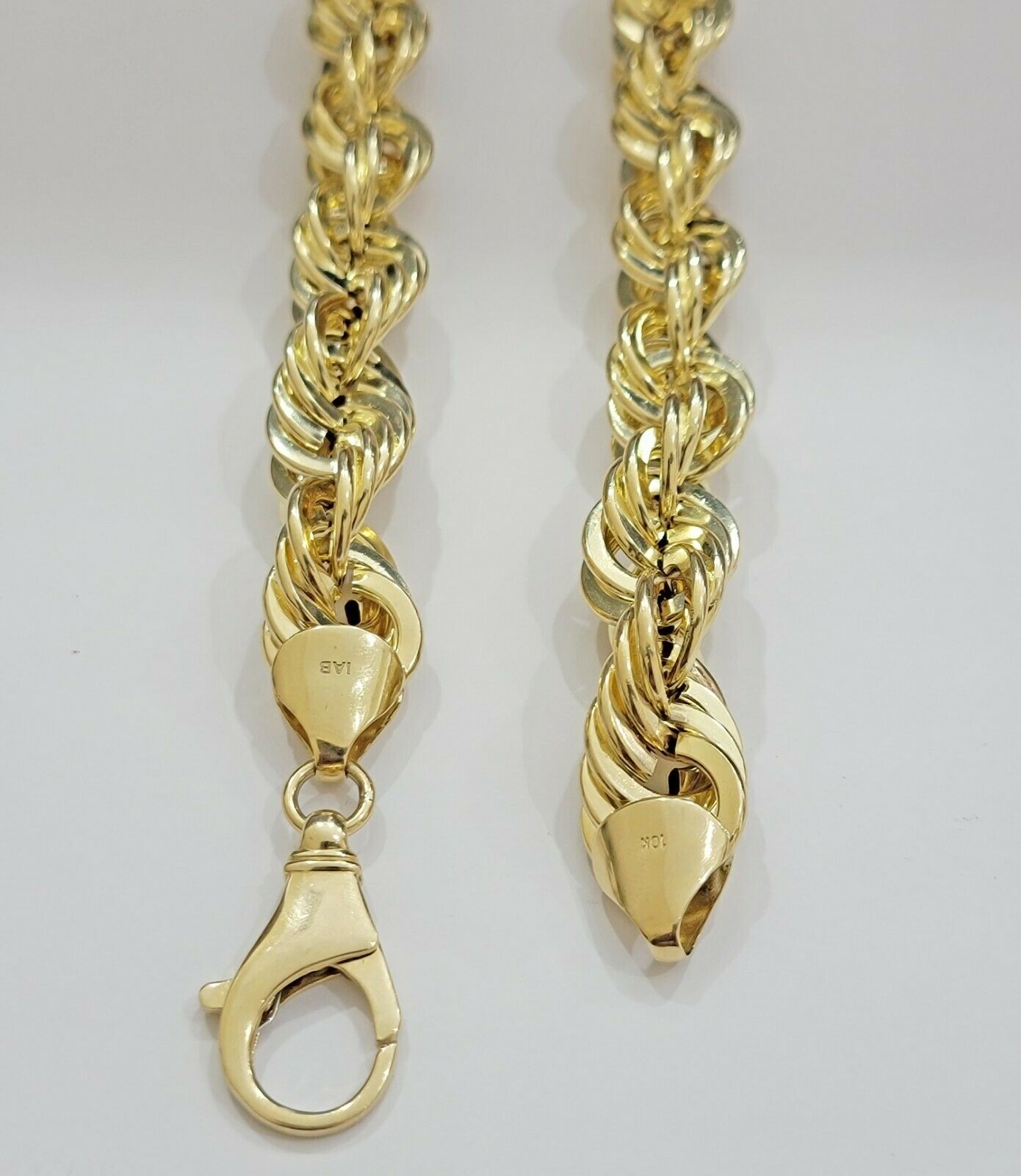 REAL 10K Yellow Gold Rope Chain Necklace 15 MM Thick 24" Diamond Cut 10kt MEN'S - GoldenlinQ