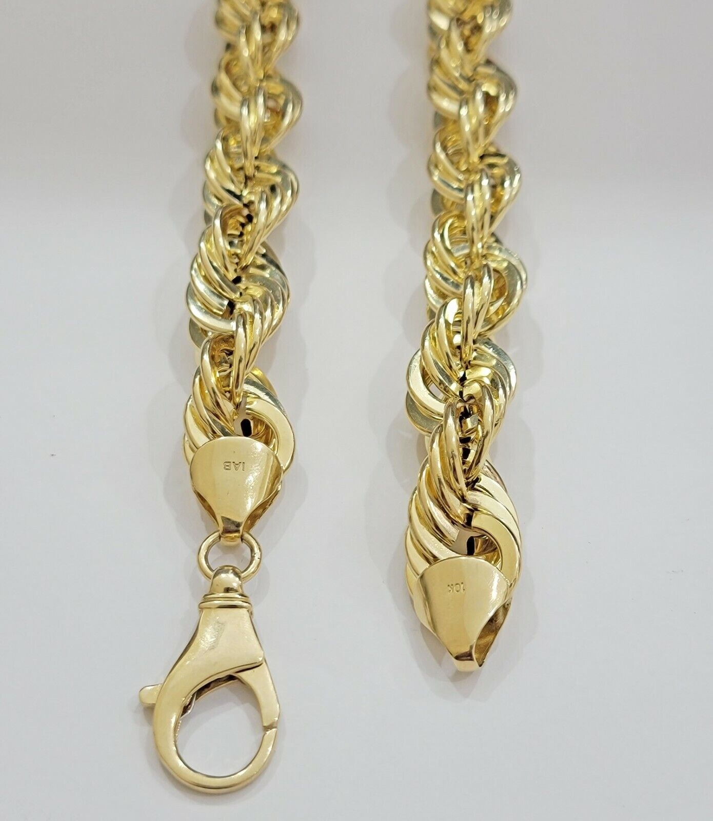 REAL 10K Yellow Gold Rope Chain Necklace 15MM 22" Inch Choker Diamond Cut SALE - GoldenlinQ