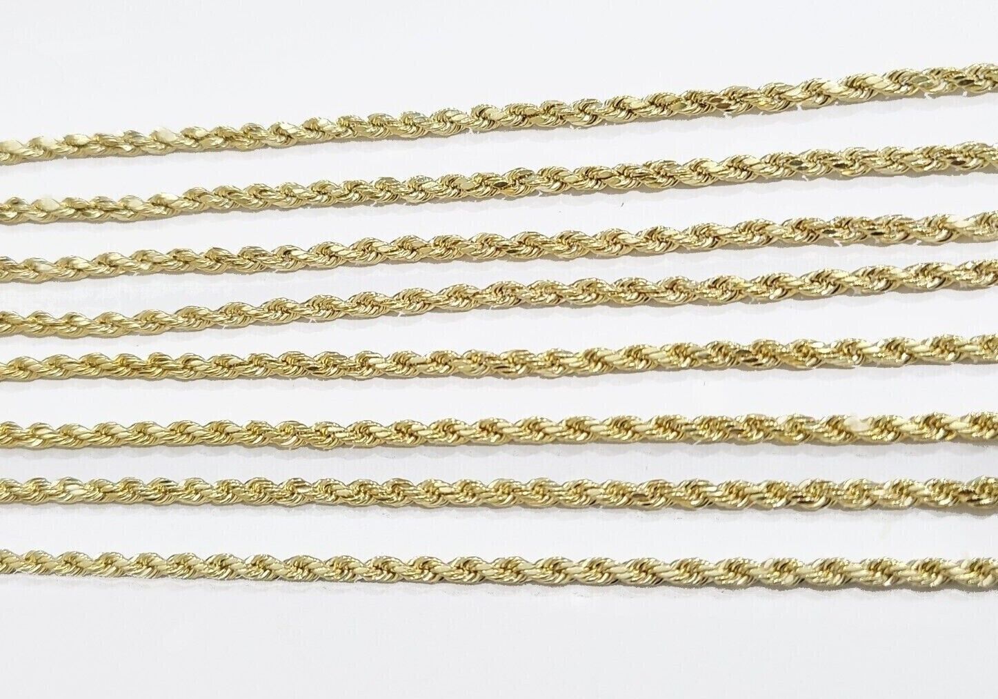 Real 10k Yellow Gold Rope Chain Necklace 2.5mm 16 - 26 Inch Diamond Cut 10kt SALE - GoldenlinQ
