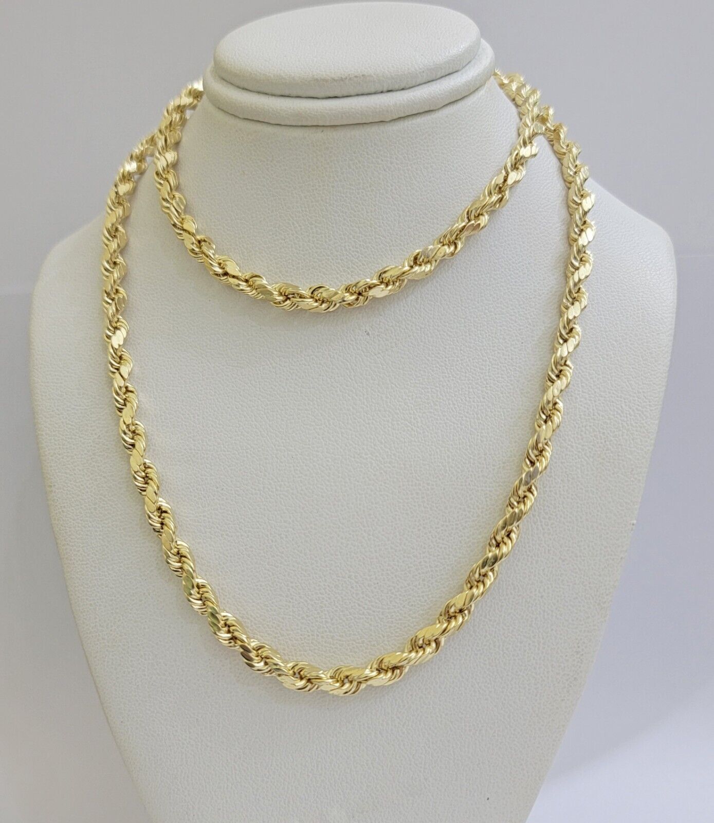 Real 10K Yellow Gold Rope Chain Necklace 5mm Necklace 18" - 30 Inch 10kt Mens - GoldenlinQ
