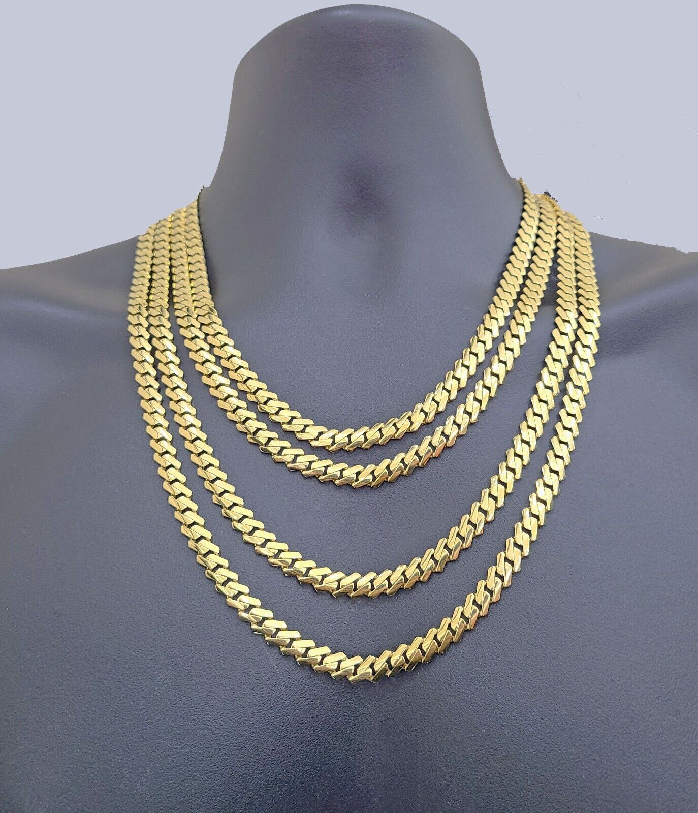 Real 10K Yellow Gold Royal Monaco Chain 8mm chain Necklace Unisex 20 - 26'' inches - GoldenlinQ