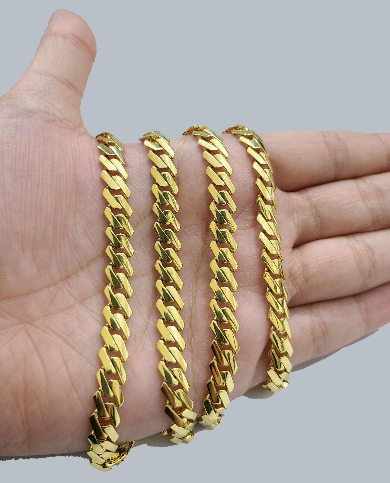 Real 10K Yellow Gold Royal Monaco Chain 8mm chain Necklace Unisex 20 - 26'' inches - GoldenlinQ