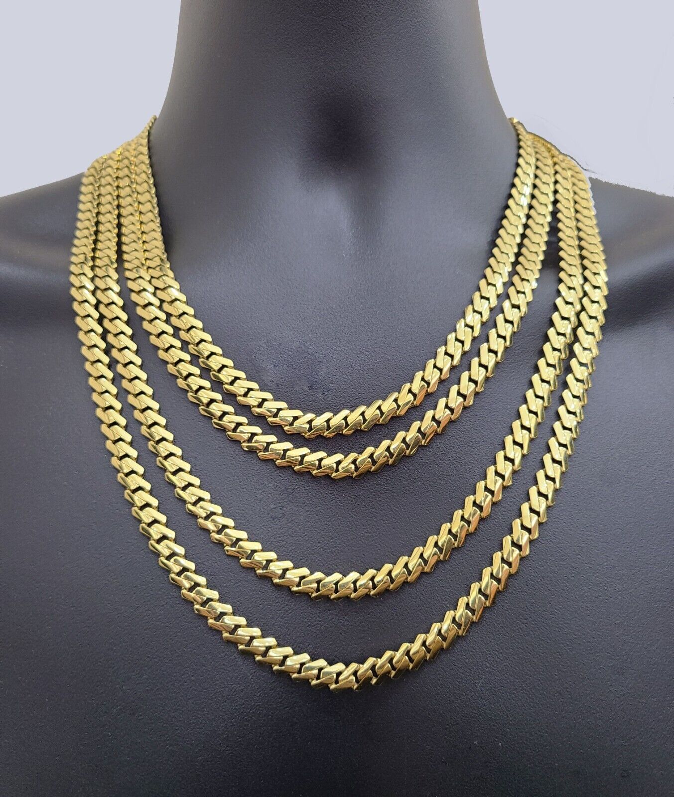 Real 10K Yellow Gold Royal Monaco Chain 8mm chain Necklace Unisex 20 - 26'' inches - GoldenlinQ