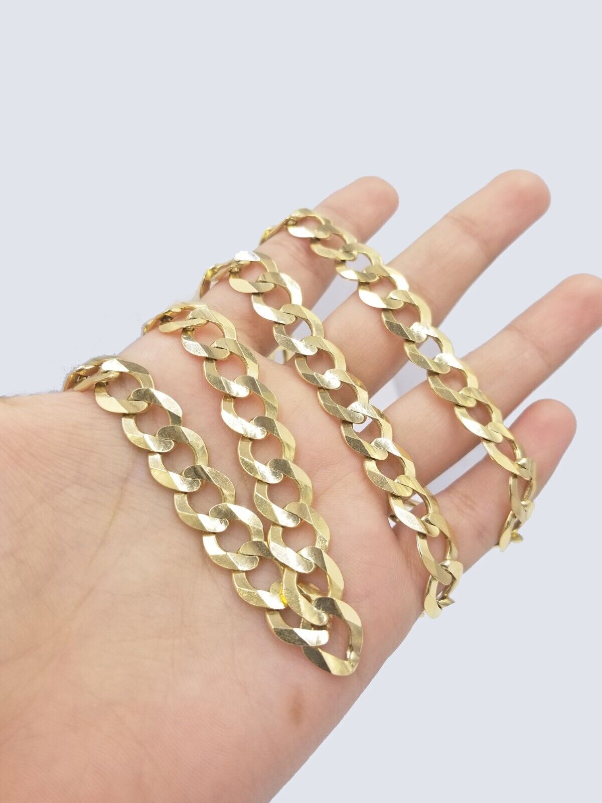 Real 10k Yellow Gold Solid Necklace Cuban Curb Link Chain 10mm 24" inch For Men - GoldenlinQ