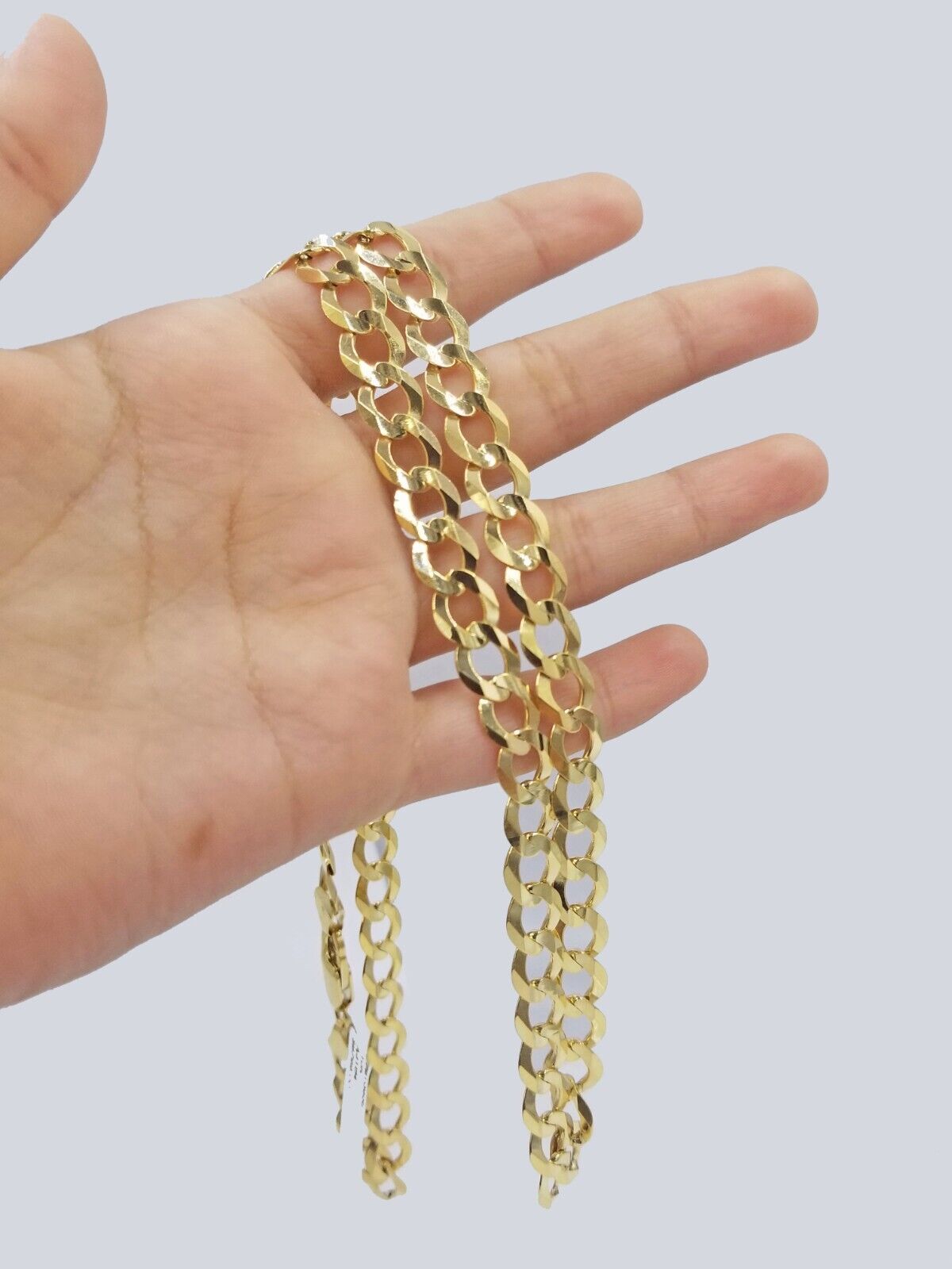 Real 10k Yellow Gold Solid Necklace Cuban Curb Link Chain 9.5mm 24" inch For Men - GoldenlinQ