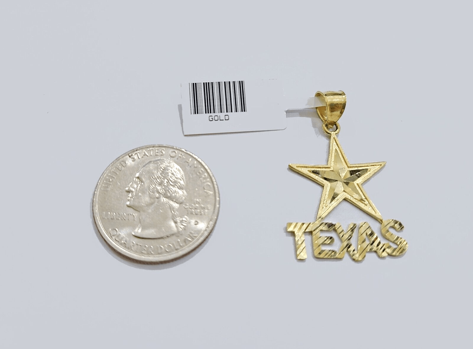 Real 10k Yellow Gold Texas Star Charm 1'' inches Pendant 10kt for Chain - GoldenlinQ