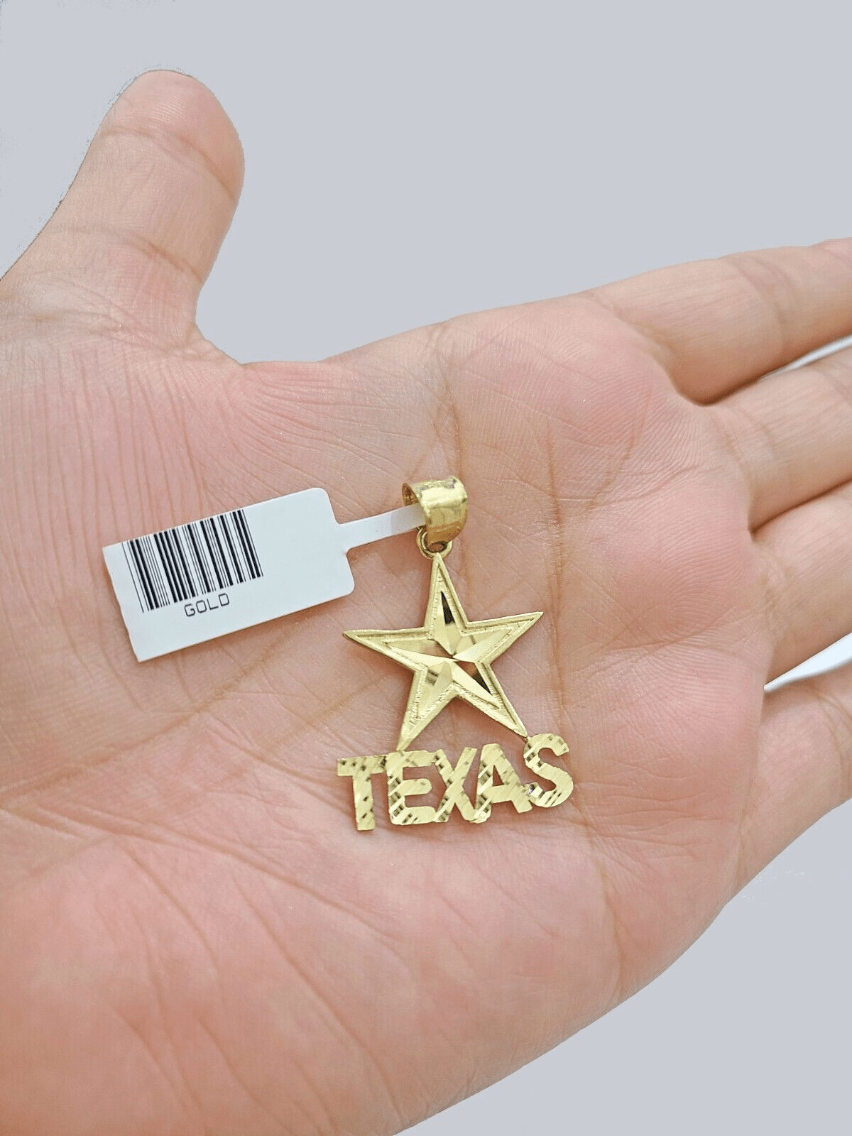 Real 10k Yellow Gold Texas Star Charm 1'' inches Pendant 10kt for Chain - GoldenlinQ