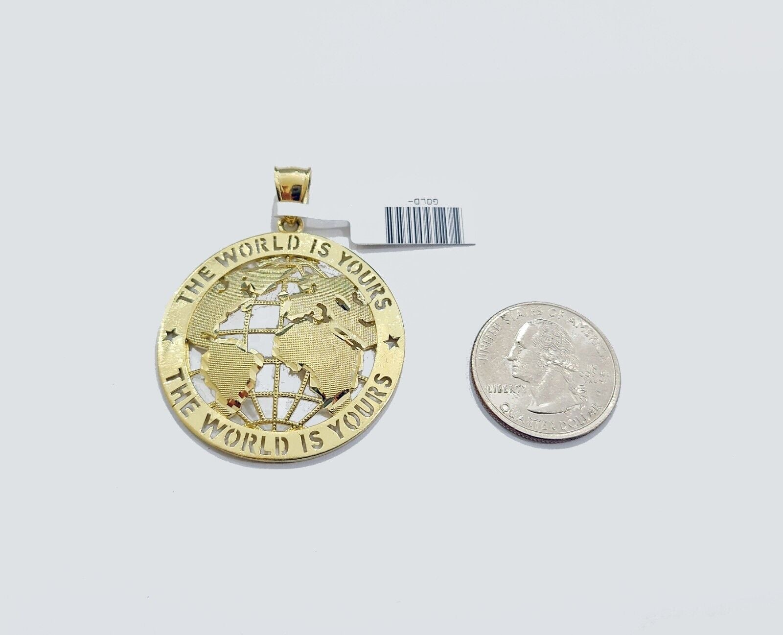 Real 10k Yellow Gold The World is yours Charm Pendant 10kt for Chain - GoldenlinQ