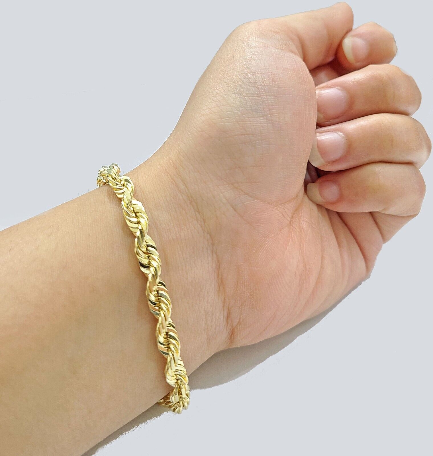 Real 10k Yellow Solid Gold 6mm Rope Bracelet 8'' inch 10kt Unisex - GoldenlinQ