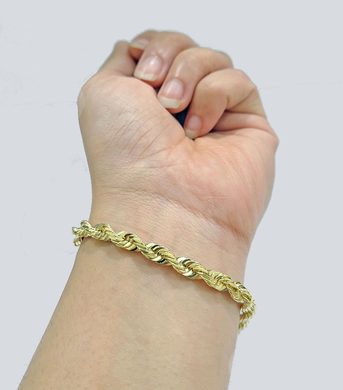 Real 10k Yellow Solid Gold 6mm Rope Bracelet 8'' inch 10kt Unisex - GoldenlinQ