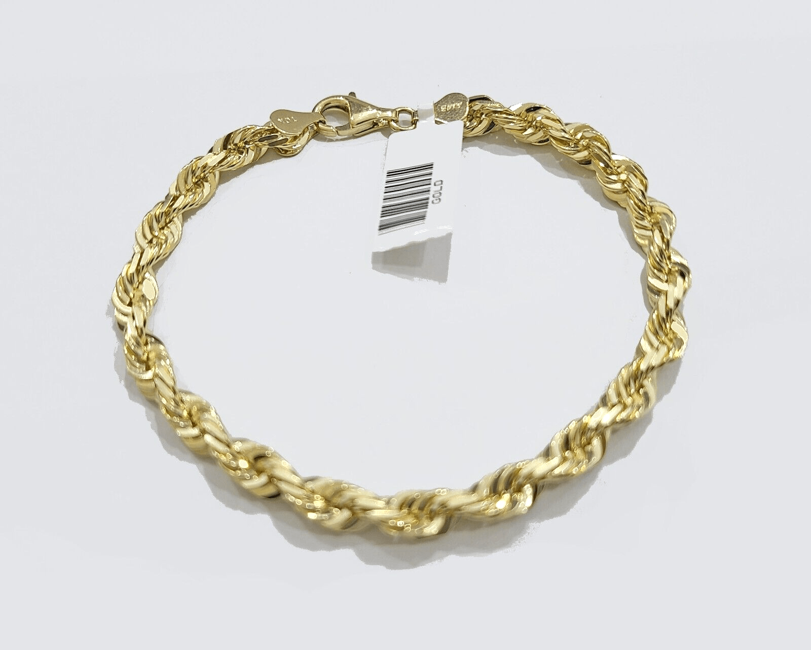 Real 10k Yellow Solid Gold 6mm Rope Bracelet 8'' inch 10kt Unisex - GoldenlinQ