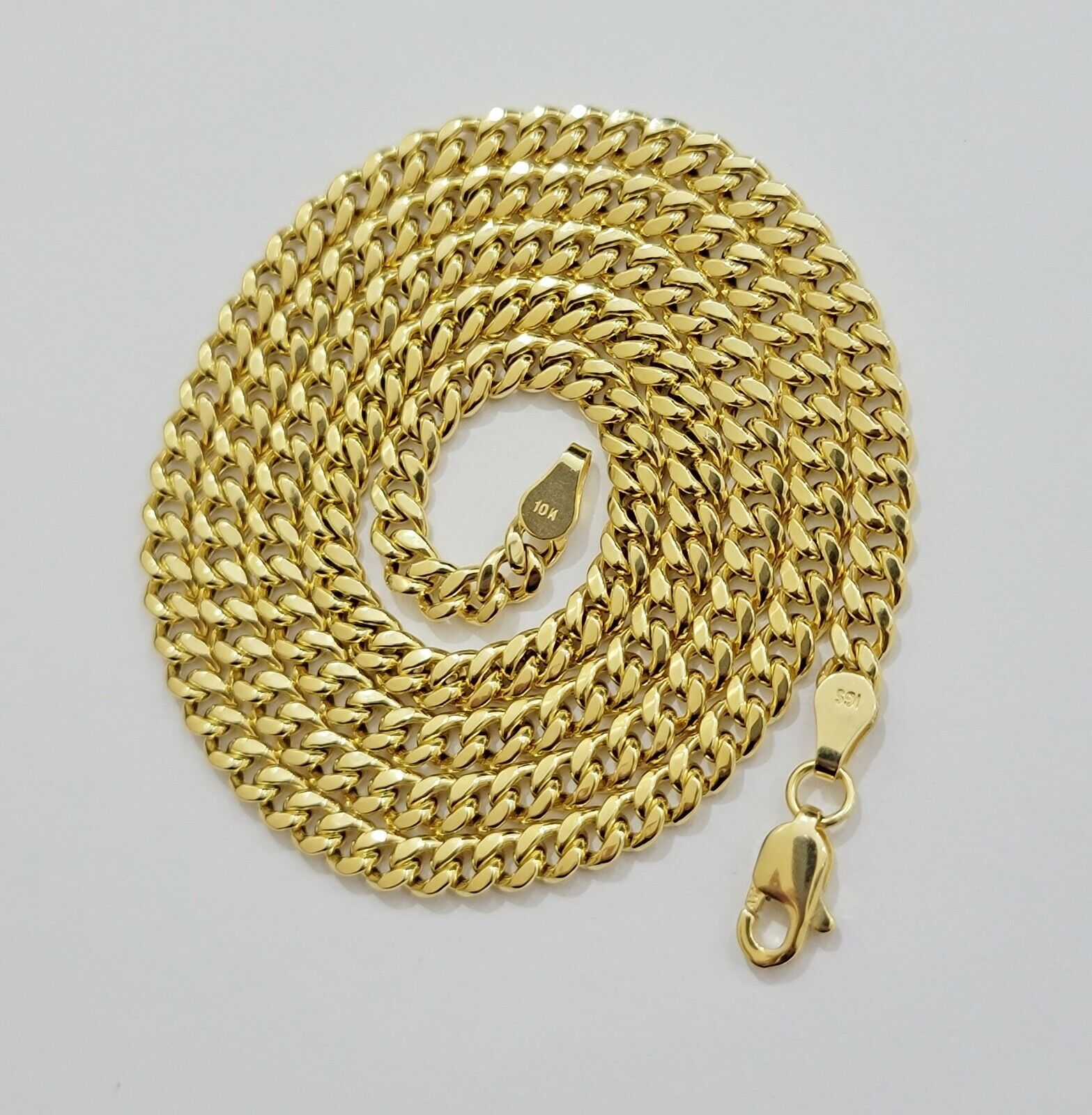 Real 10kt Gold Cuban Link Chain Pendant Set 18" 3.5mm Necklace World Map Charm - GoldenlinQ