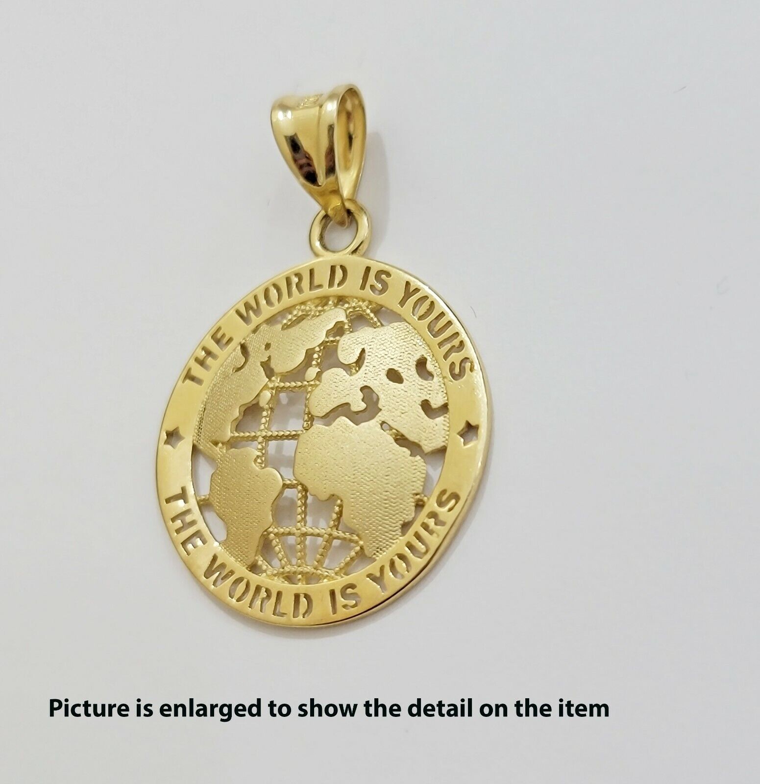 Real 10kt Gold Cuban Link Chain Pendant Set 22" 3.5mm Necklace World Map Charm - GoldenlinQ