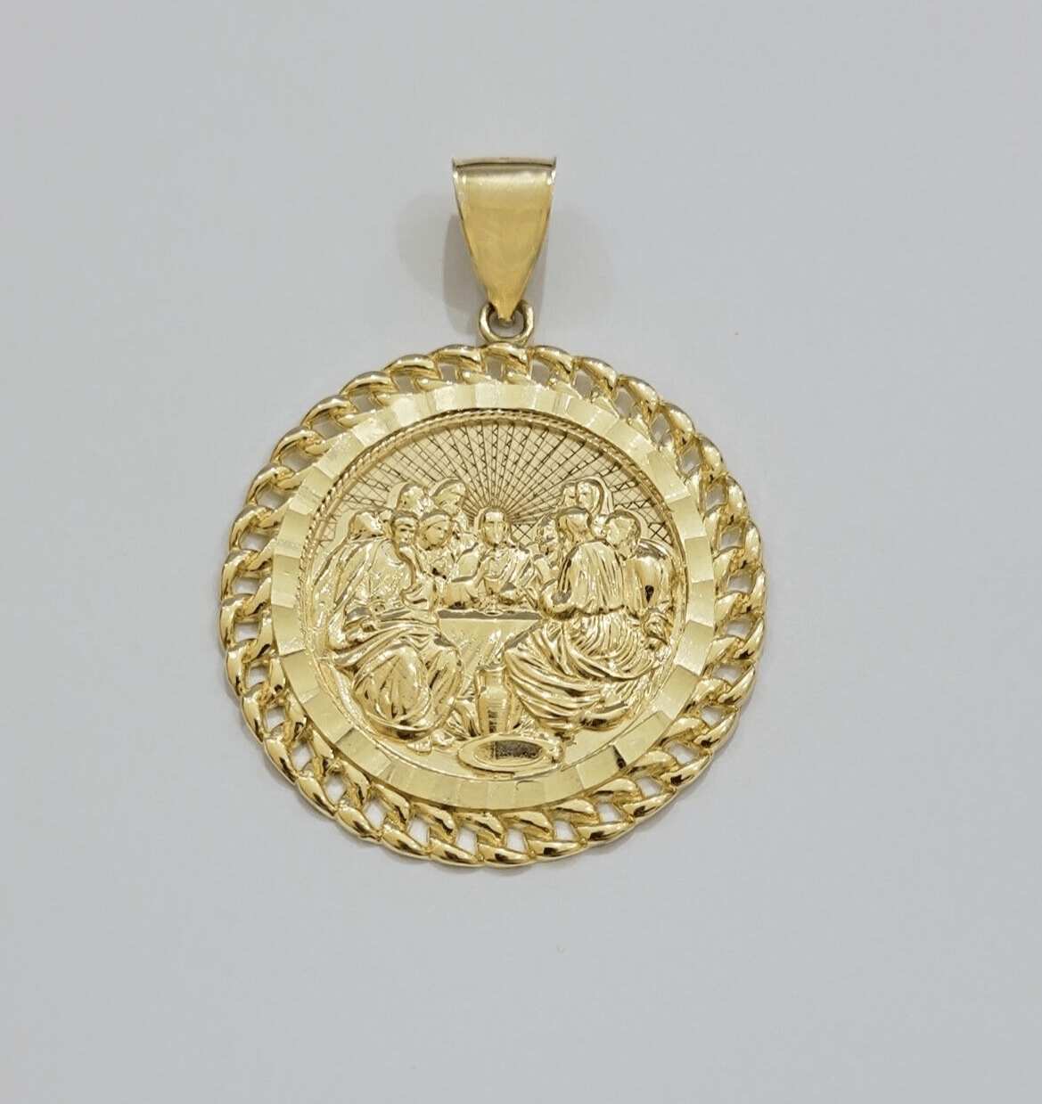 Real 10kt Last Supper Charm Pendant 10k Yellow Gold Chain Necklace 2 Inches SALE - GoldenlinQ