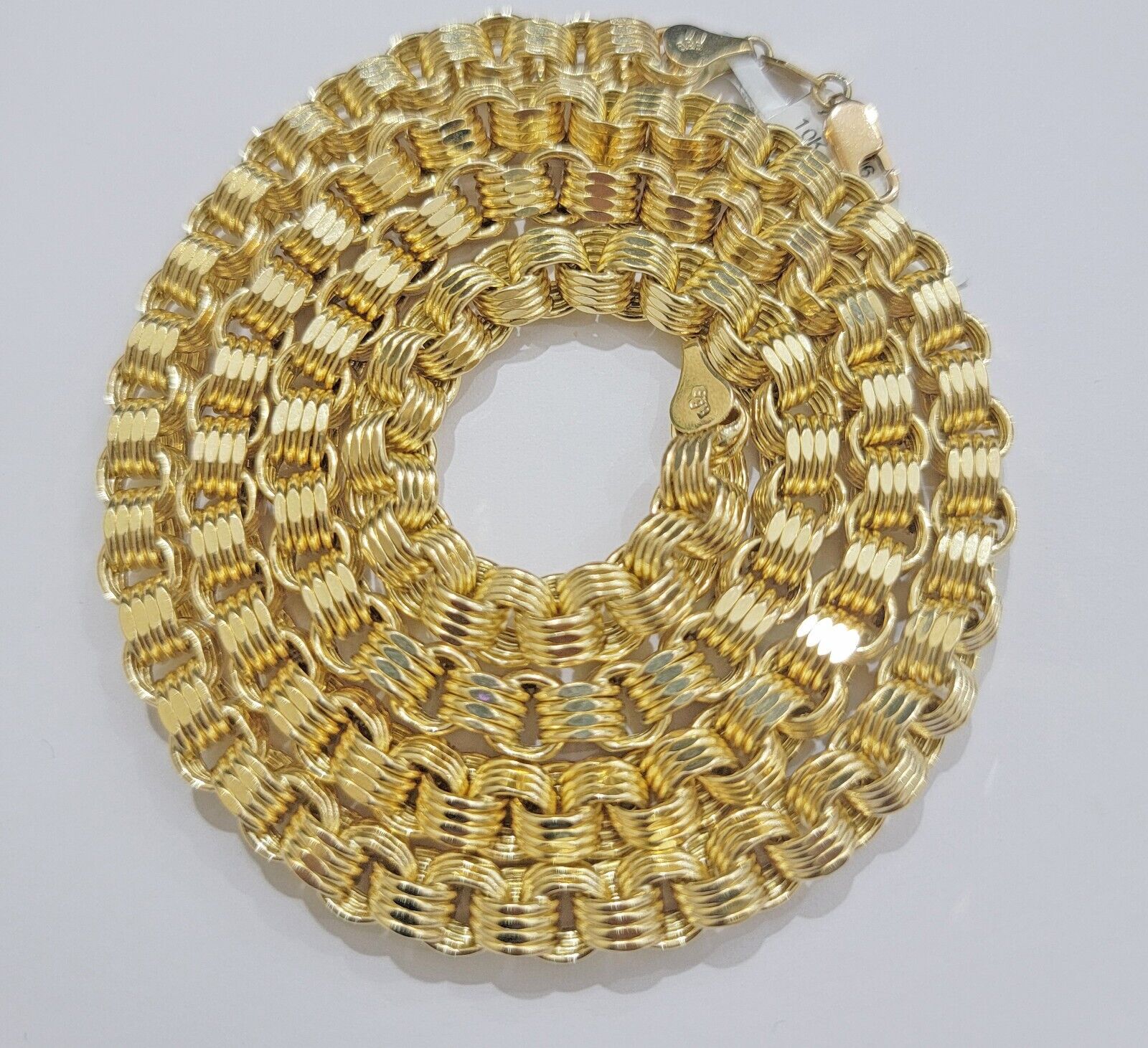 Real 10kt Yellow Gold Chain Pendant Byzantine Necklace Nugget Cross Charm SETS - GoldenlinQ