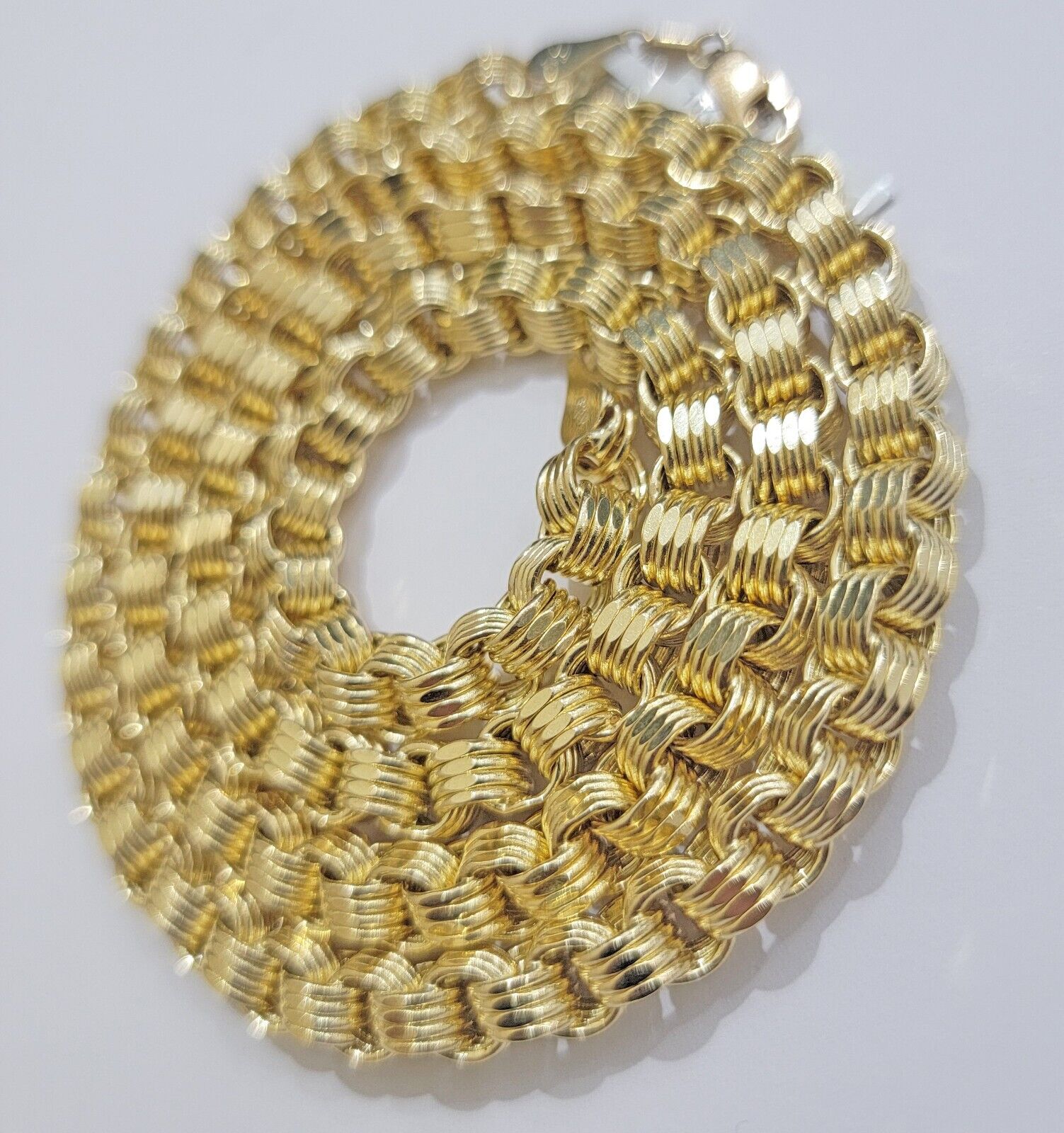 Real 10kt Yellow Gold Chain Pendant Byzantine Necklace Nugget Cross Charm SETS - GoldenlinQ