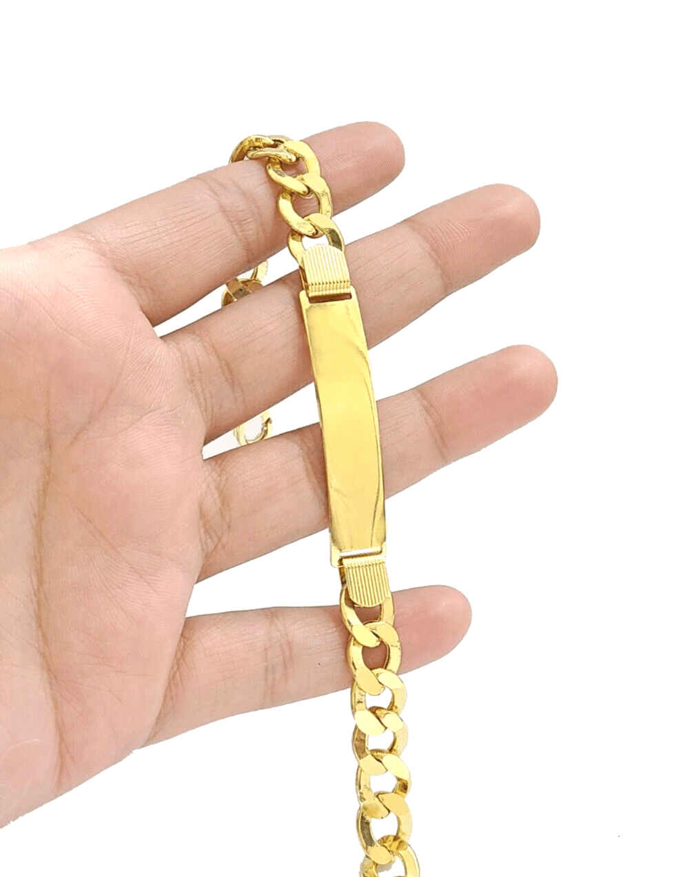 Real 10kt Yellow Gold Cuban Curb Link ID Bracelet Unisex 8.5'' 10mm Unisex - GoldenlinQ