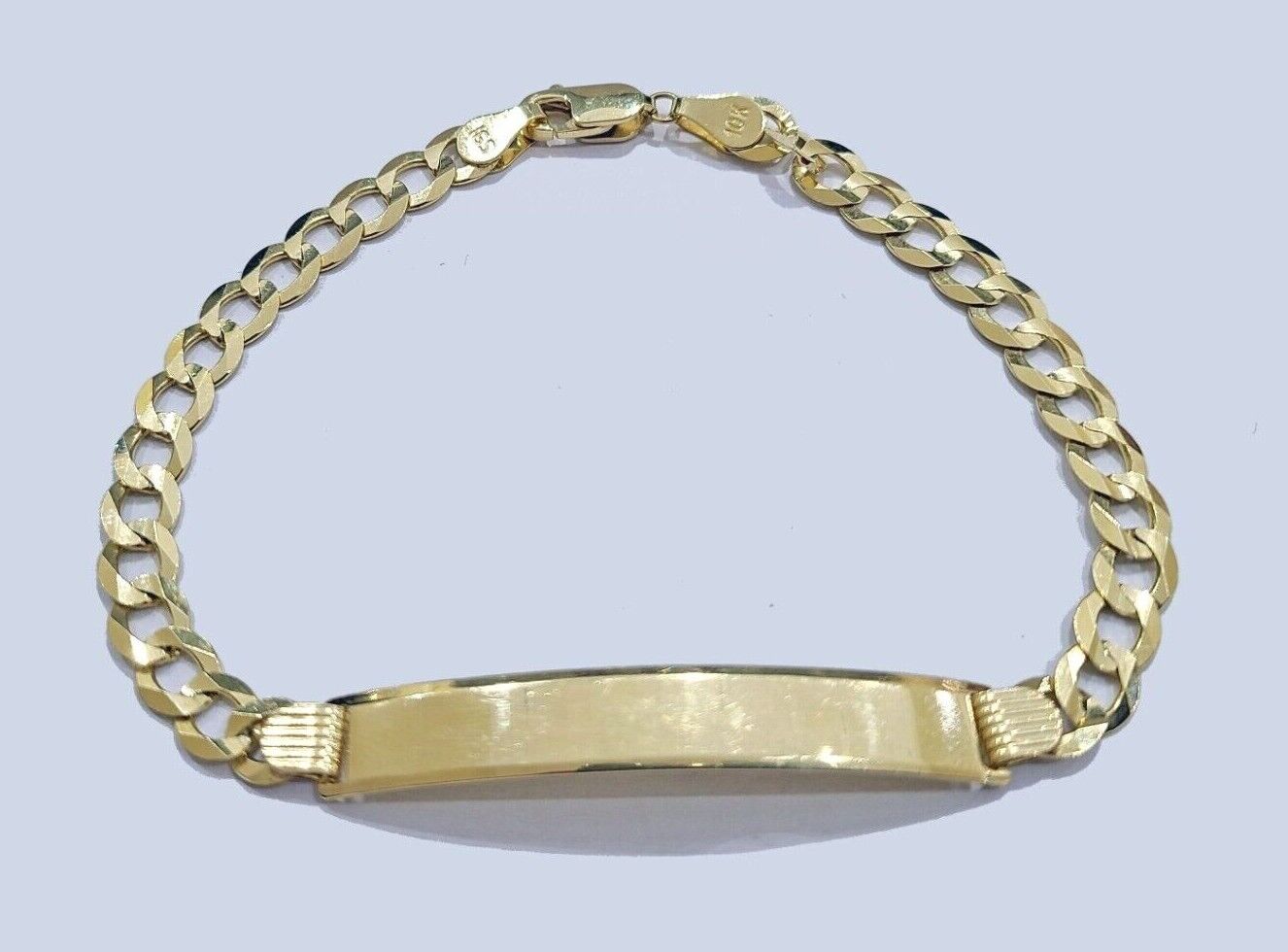 Real 10kt Yellow Gold Cuban Link ID Bracelet Unisex 8'' 6mm - GoldenlinQ