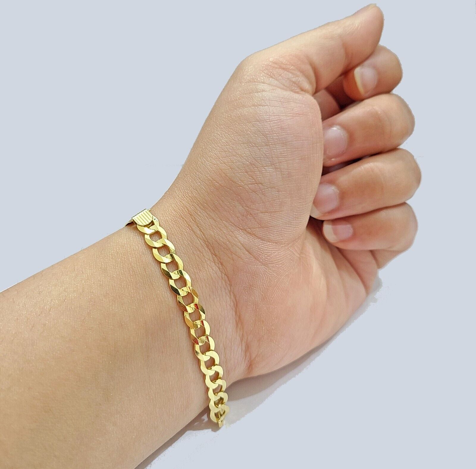 Real 10kt Yellow Gold Cuban Link ID Bracelet Unisex 8'' 6mm - GoldenlinQ