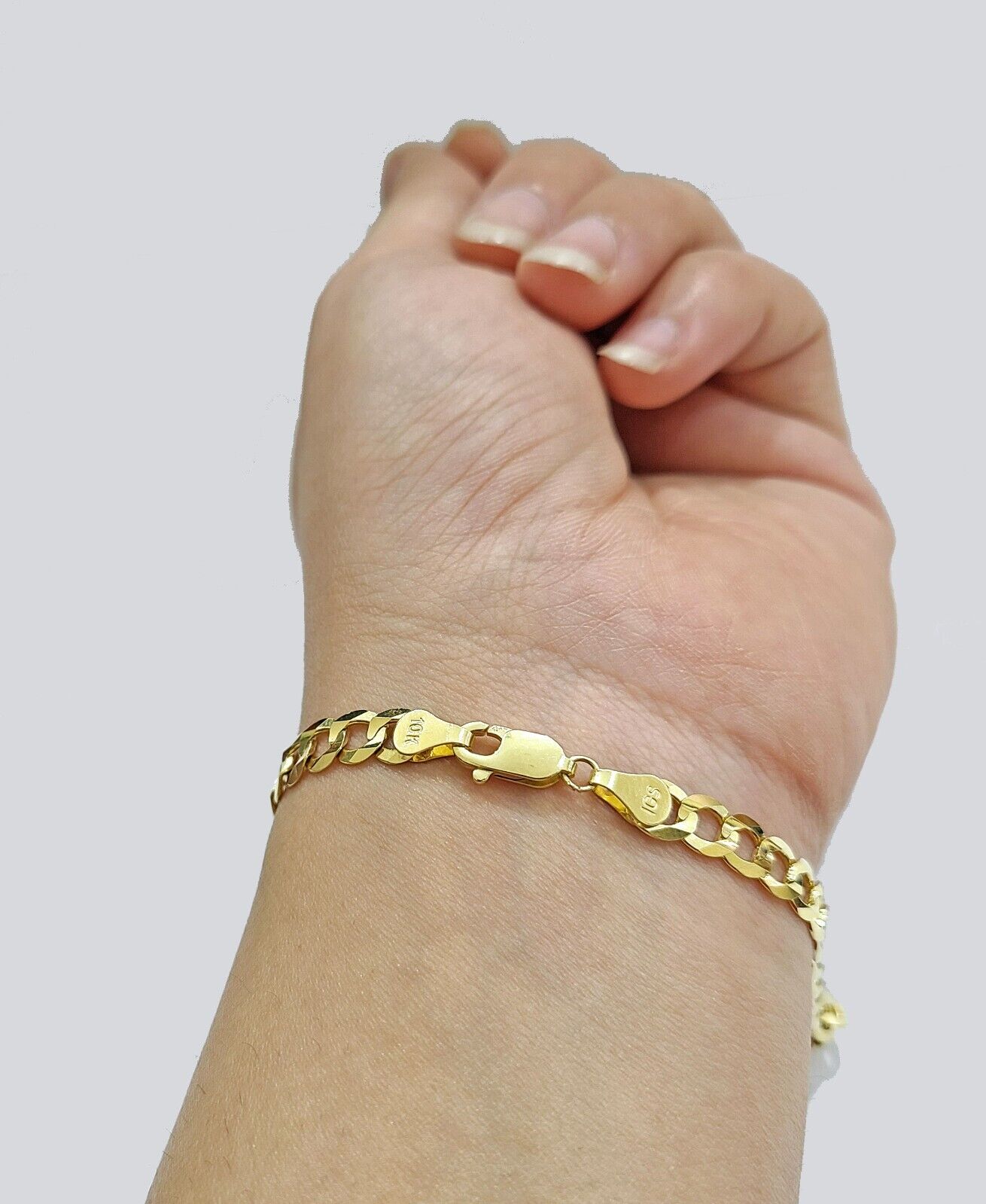 Real 10kt Yellow Gold Cuban Link ID Bracelet Unisex 8'' 6mm - GoldenlinQ