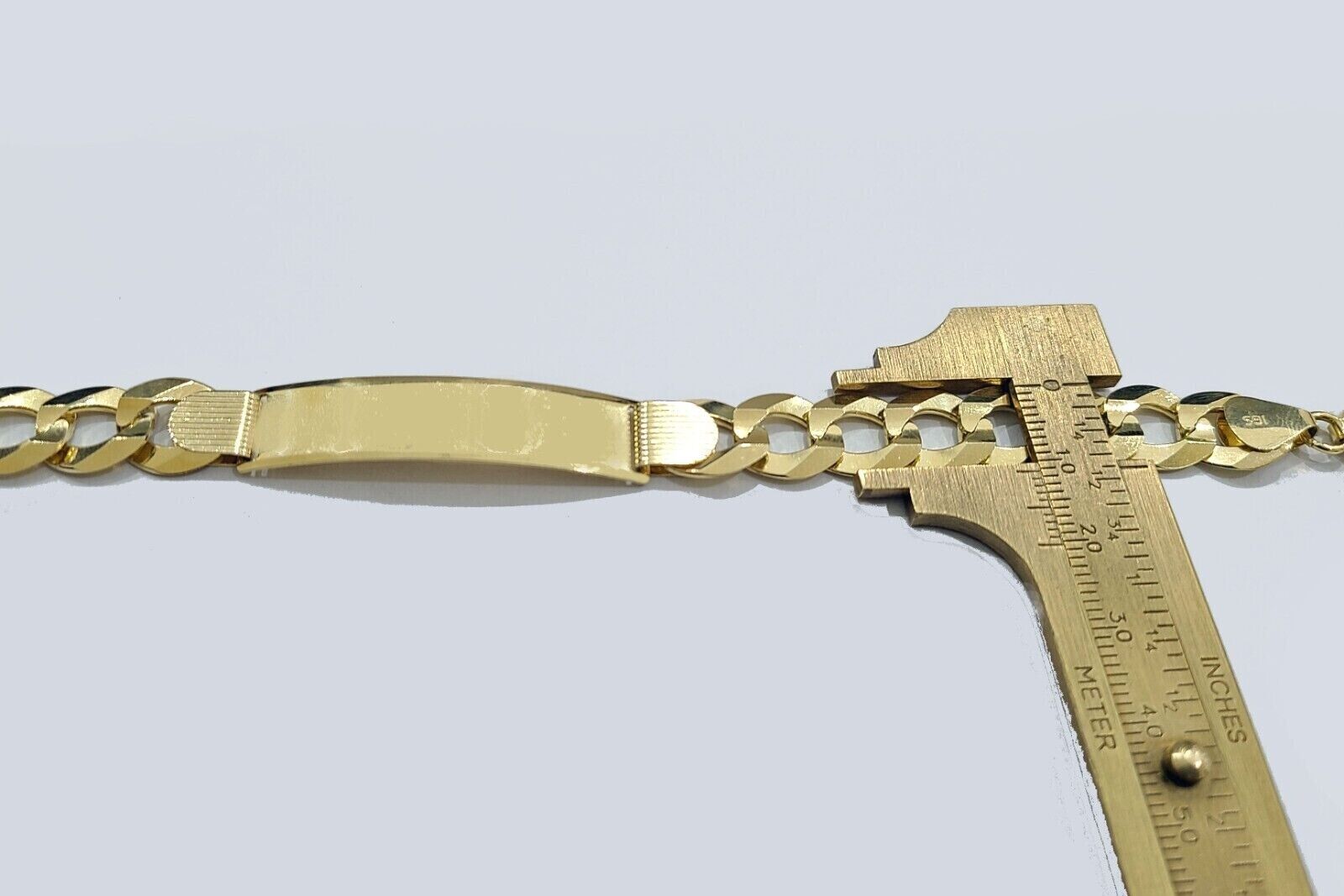 Real 10kt Yellow Gold Cuban Link ID Bracelet Unisex 8.5'' 11mm - GoldenlinQ