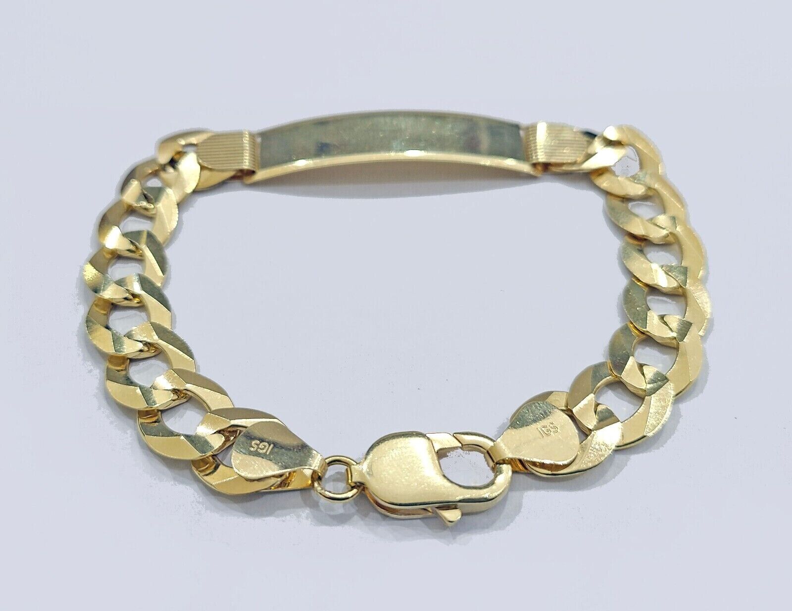 Real 10kt Yellow Gold Cuban Link ID Bracelet Unisex 8.5'' 11mm - GoldenlinQ