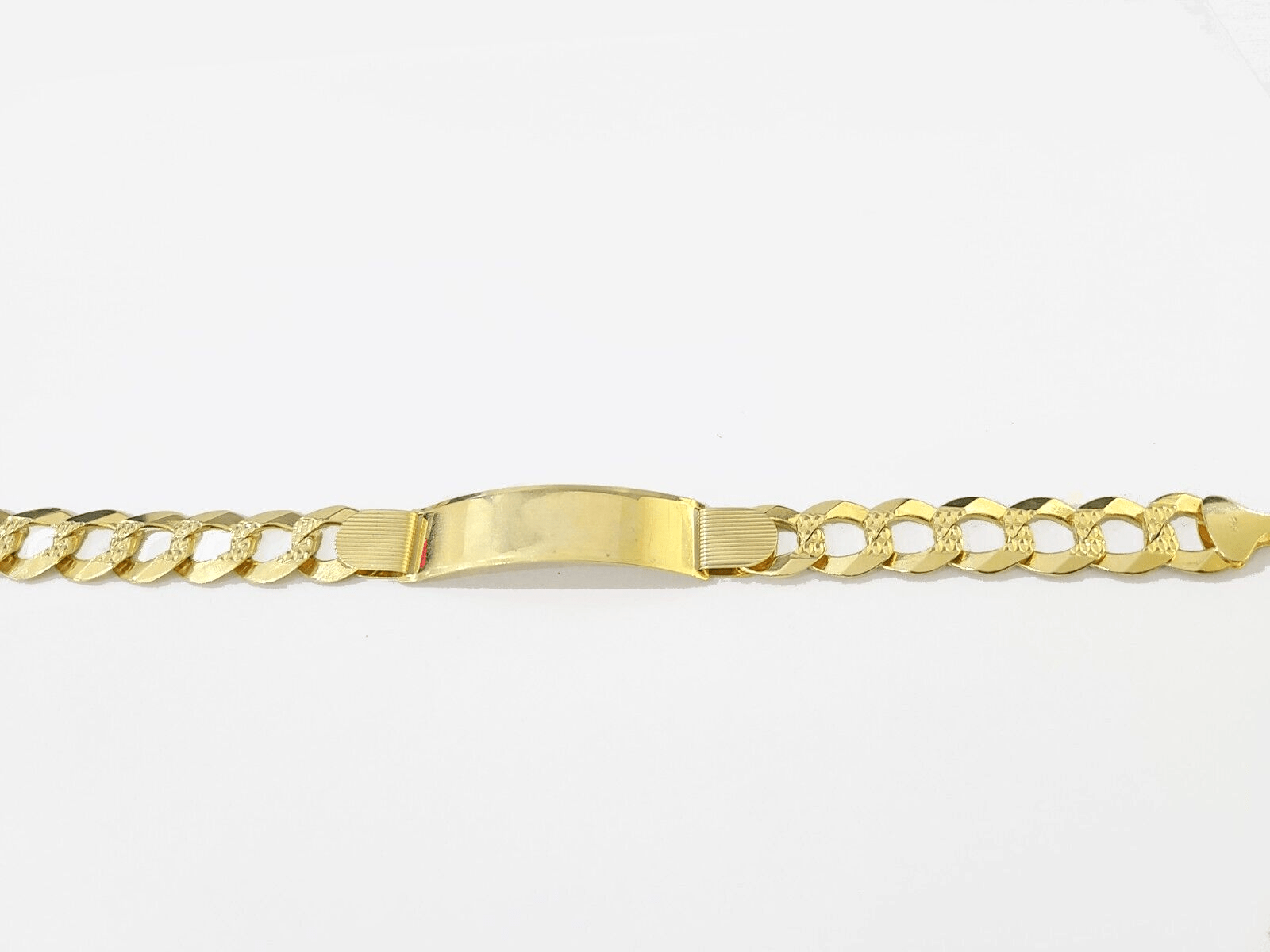 Real 10kt Yellow Gold Cuban Link ID Bracelet Unisex 9'' 13mm Unisex - GoldenlinQ