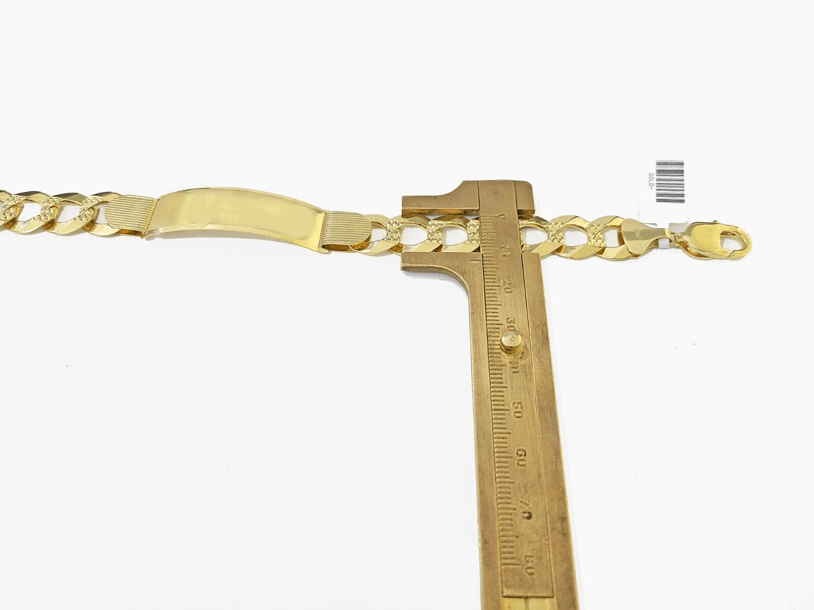 Real 10kt Yellow Gold Cuban Link ID Bracelet Unisex 9'' 13mm Unisex - GoldenlinQ