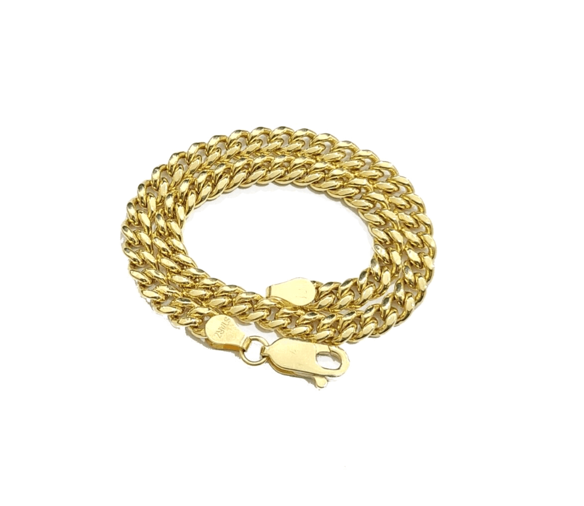 Real 10kt Yellow Gold Miami Cuban Bracelet 10k Unisex 8 Inches 4mm Lobster Lock - GoldenlinQ