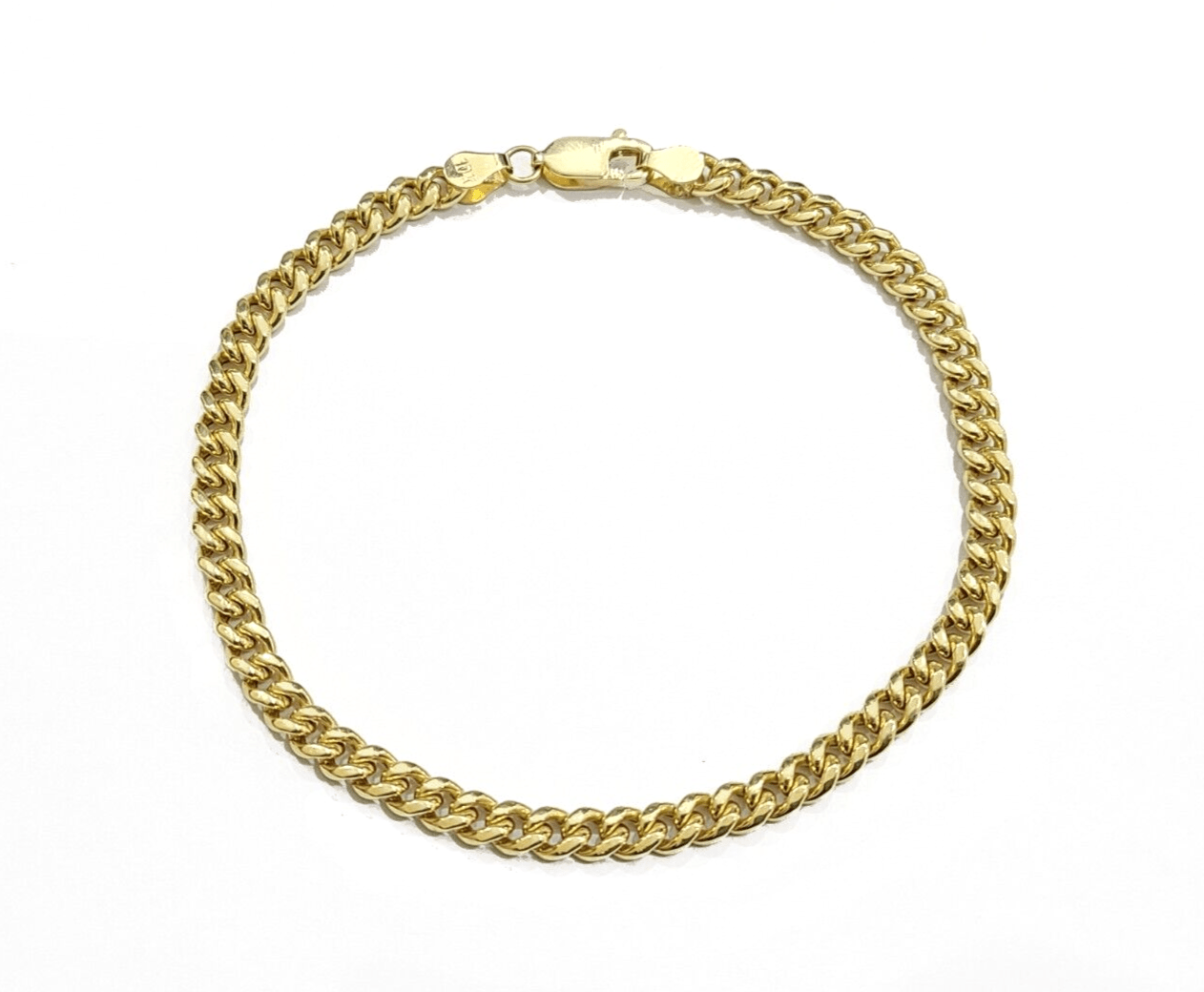 Real 10kt Yellow Gold Miami Cuban Bracelet 10k Unisex 8 Inches 4mm Lobster Lock - GoldenlinQ