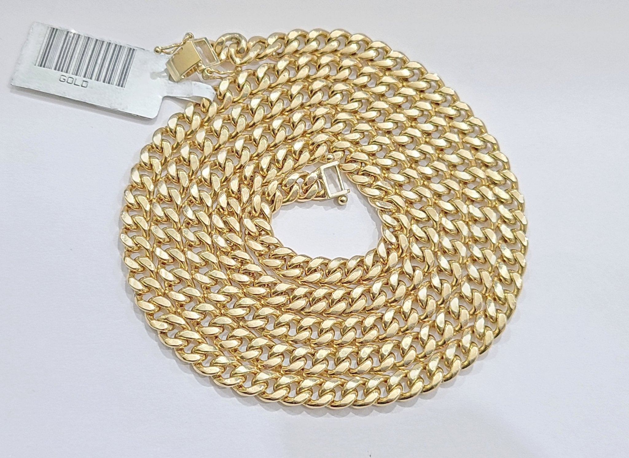Real 10kt Yellow Gold Miami Cuban Link Chain 10k Necklace 18 Inches 4mm Box Lock - GoldenlinQ