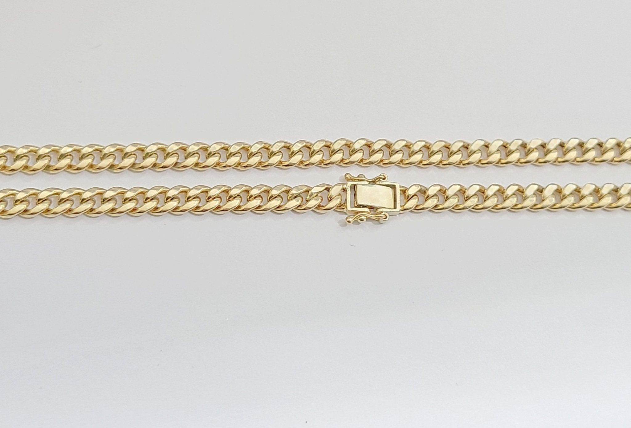Real 10kt Yellow Gold Miami Cuban Link Chain 10k Necklace 22 Inches 4mm Box Lock - GoldenlinQ
