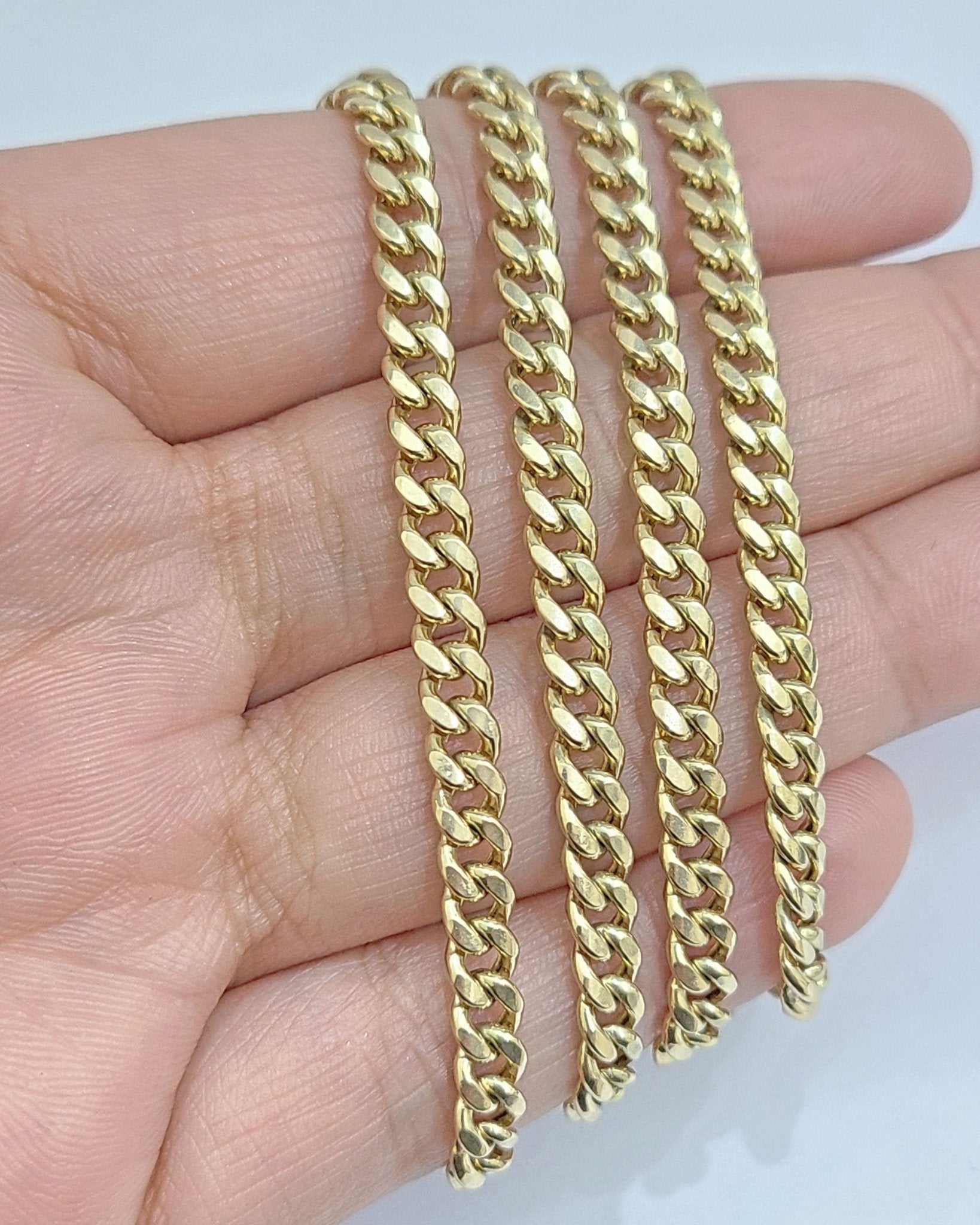 Real 10kt Yellow Gold Miami Cuban Link Chain 10k Necklace 28 Inches 4mm Box Lock - GoldenlinQ