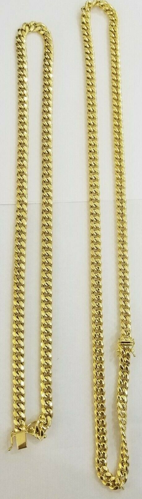 Real 10kt yellow Gold Necklace 7mm 24" Miami Cuban Link chain Box Lock 28 - 29g - GoldenlinQ