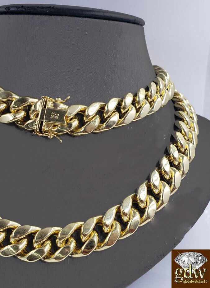Real 12mm 28" Miami Cuban Chain 10k Yellow Gold Link Necklace Authentic 10k - GoldenlinQ