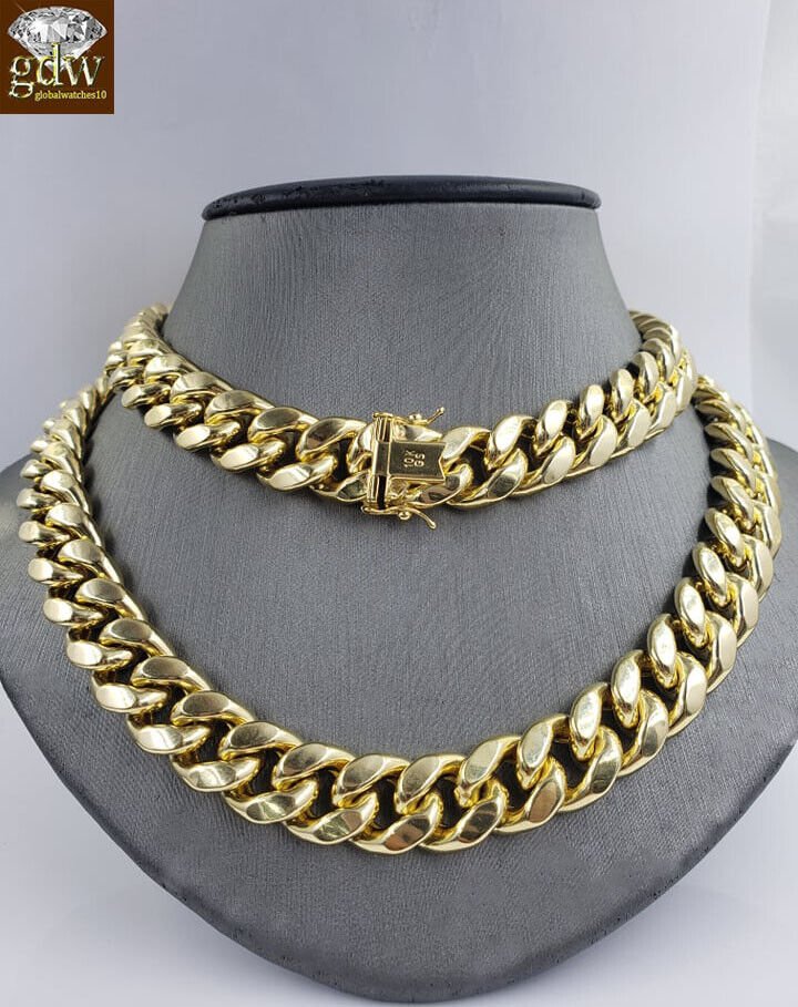 Real 12mm 28" Miami Cuban Chain 10k Yellow Gold Link Necklace Authentic 10k - GoldenlinQ