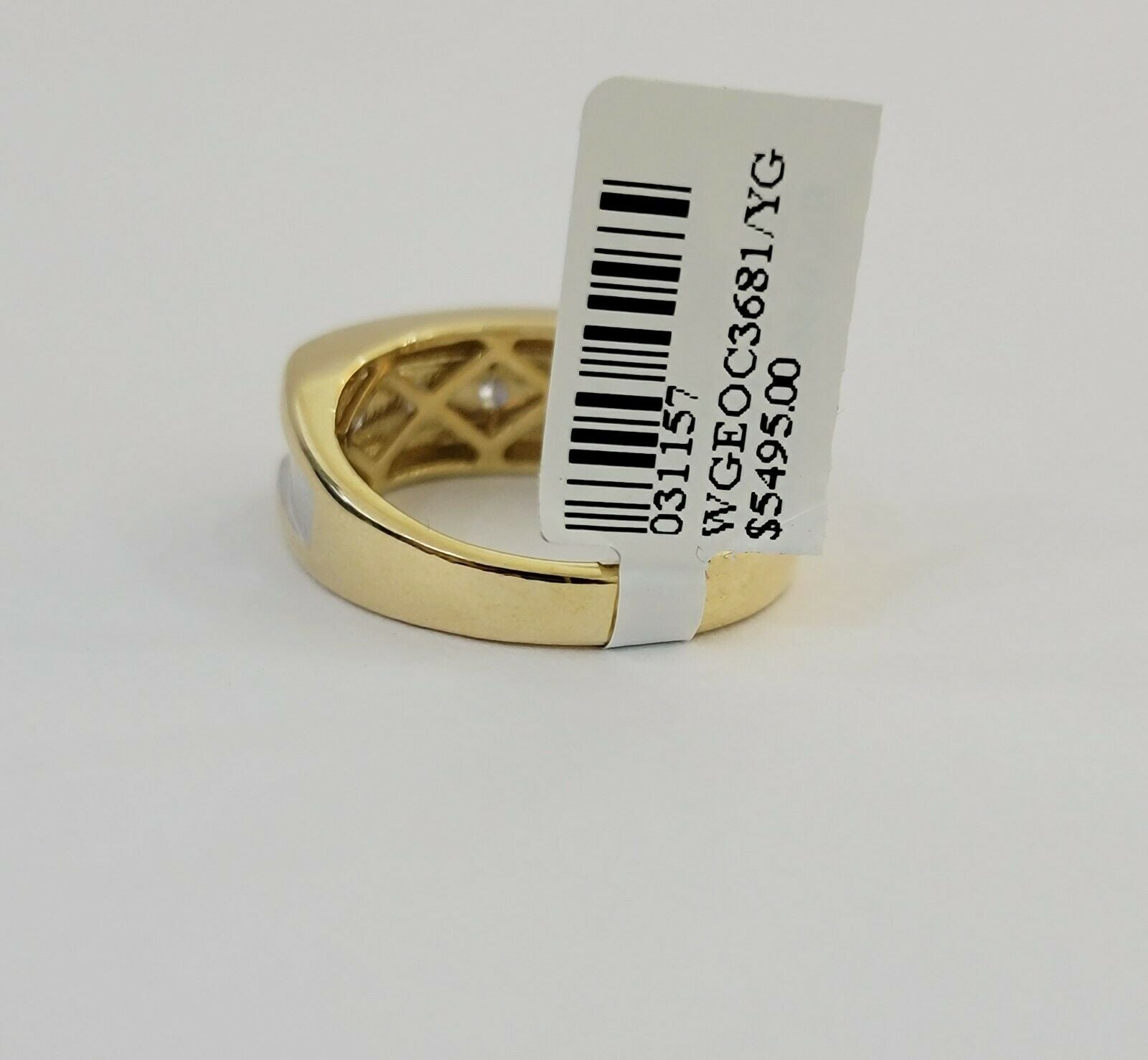 Real 14k 1CT Diamond Ring Men's Band channel - set round diamond Two - Tone Gold - GoldenlinQ