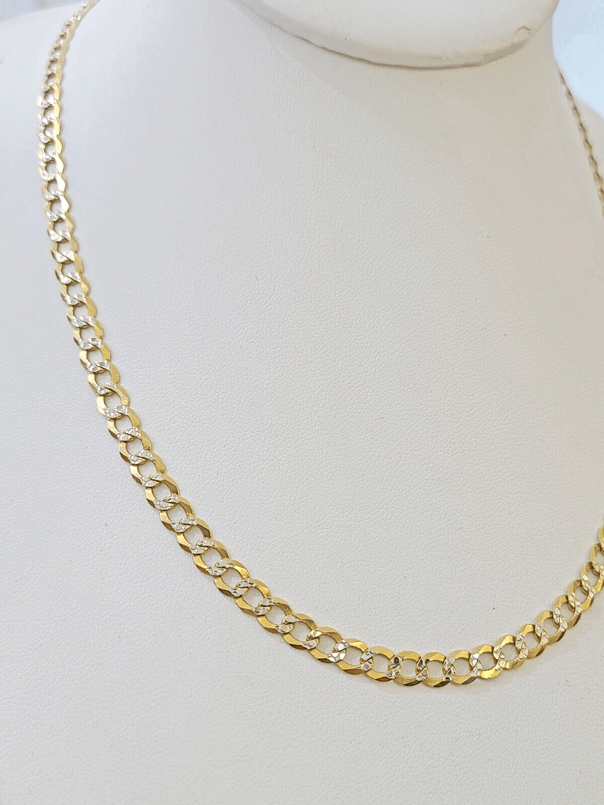 REAL 14k Cuban Curb Link necklace with Diamond Cuts 22 inches 6mm 14kt - GoldenlinQ