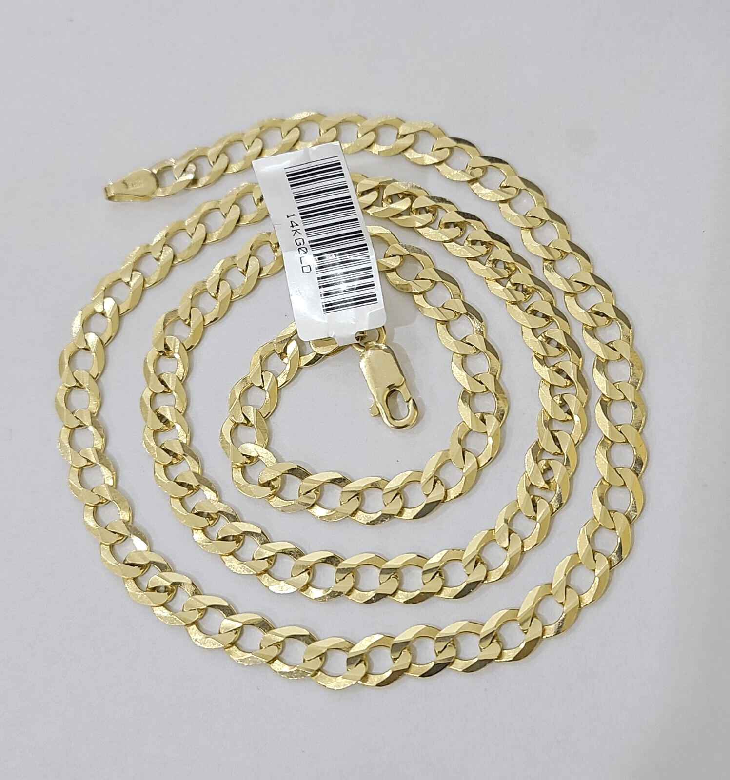 REAL 14k Cuban Curb Link necklace Yellow gold chain 20 inches 6mm 14kt - GoldenlinQ